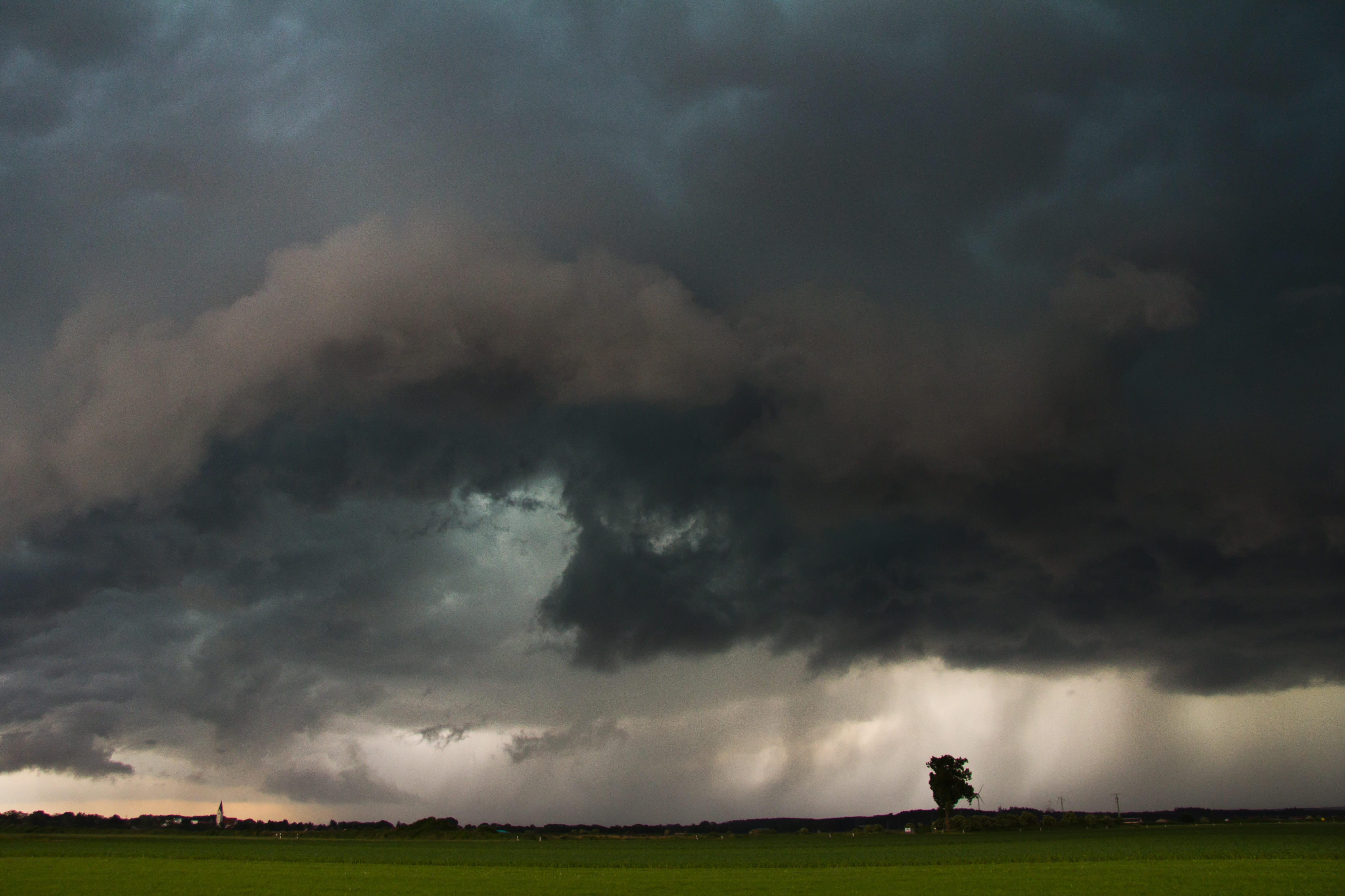 germany, gewitterstimmung, weather mood, forward, dramatic sky, heaven mood, rain, dangerous, thunderstorm, clouds, outdoors, sky, grass, end of the world, HD Wallpaper