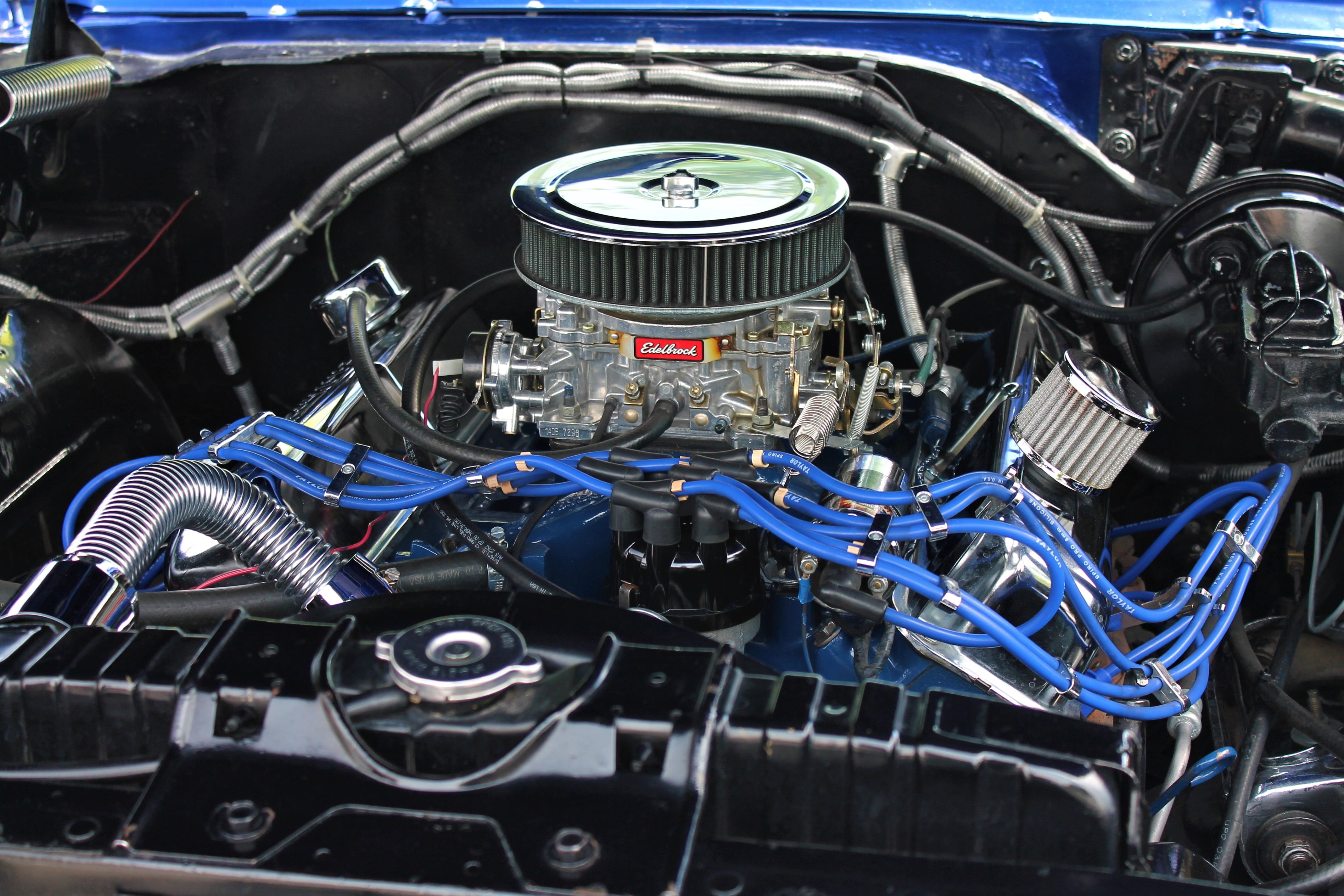 car, outdoors, transportation, auto show, galaxie 500, stationary, car show, motor, 4K, 1967, equipment, car motor, chrome, high angle view, car engine, HD Wallpaper