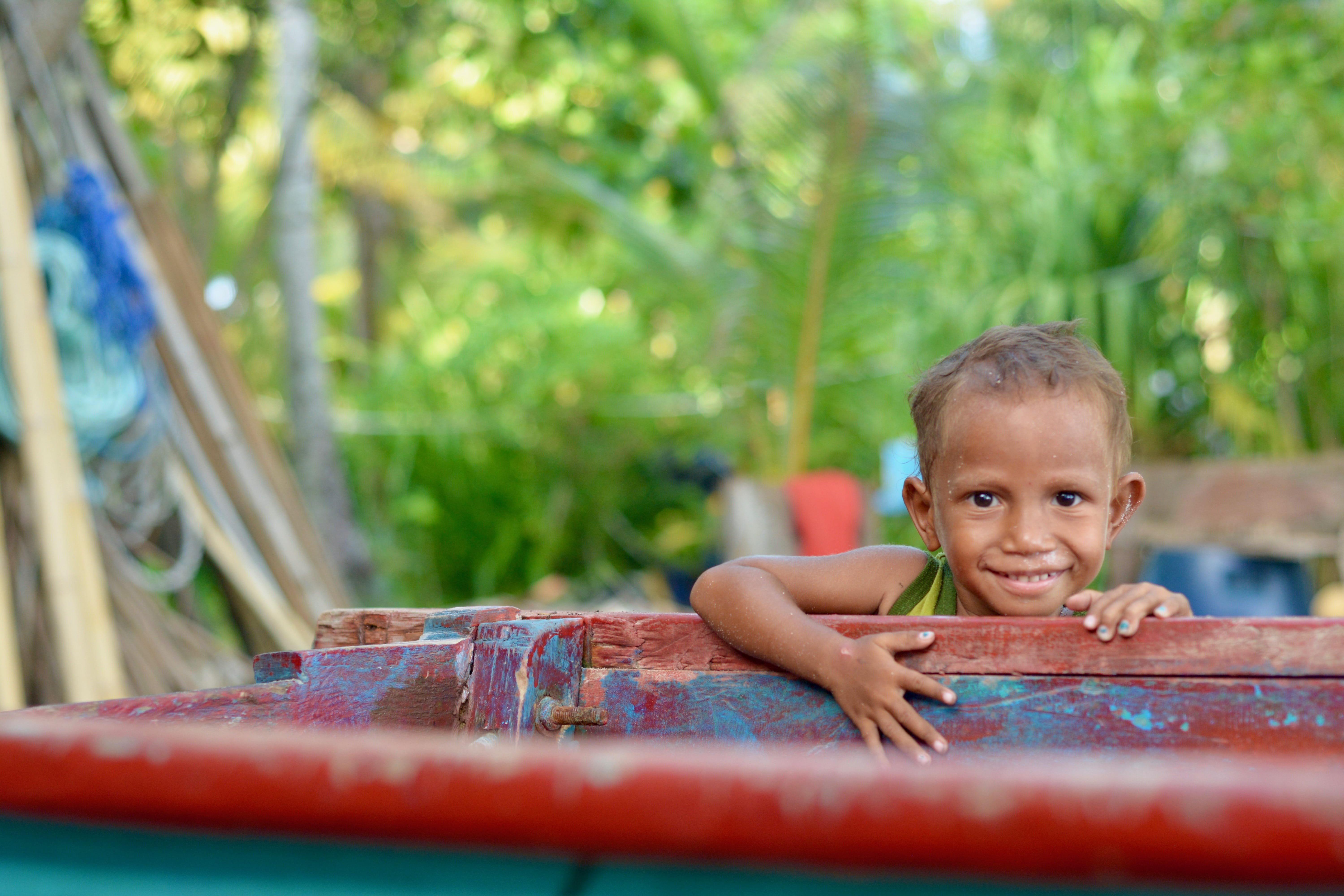 rowboat, smile, offspring, childhood, boys, canoe, emotion, human, 5K, looking at camera, transportation, raja ampat regency, near, one person, child, HD Wallpaper
