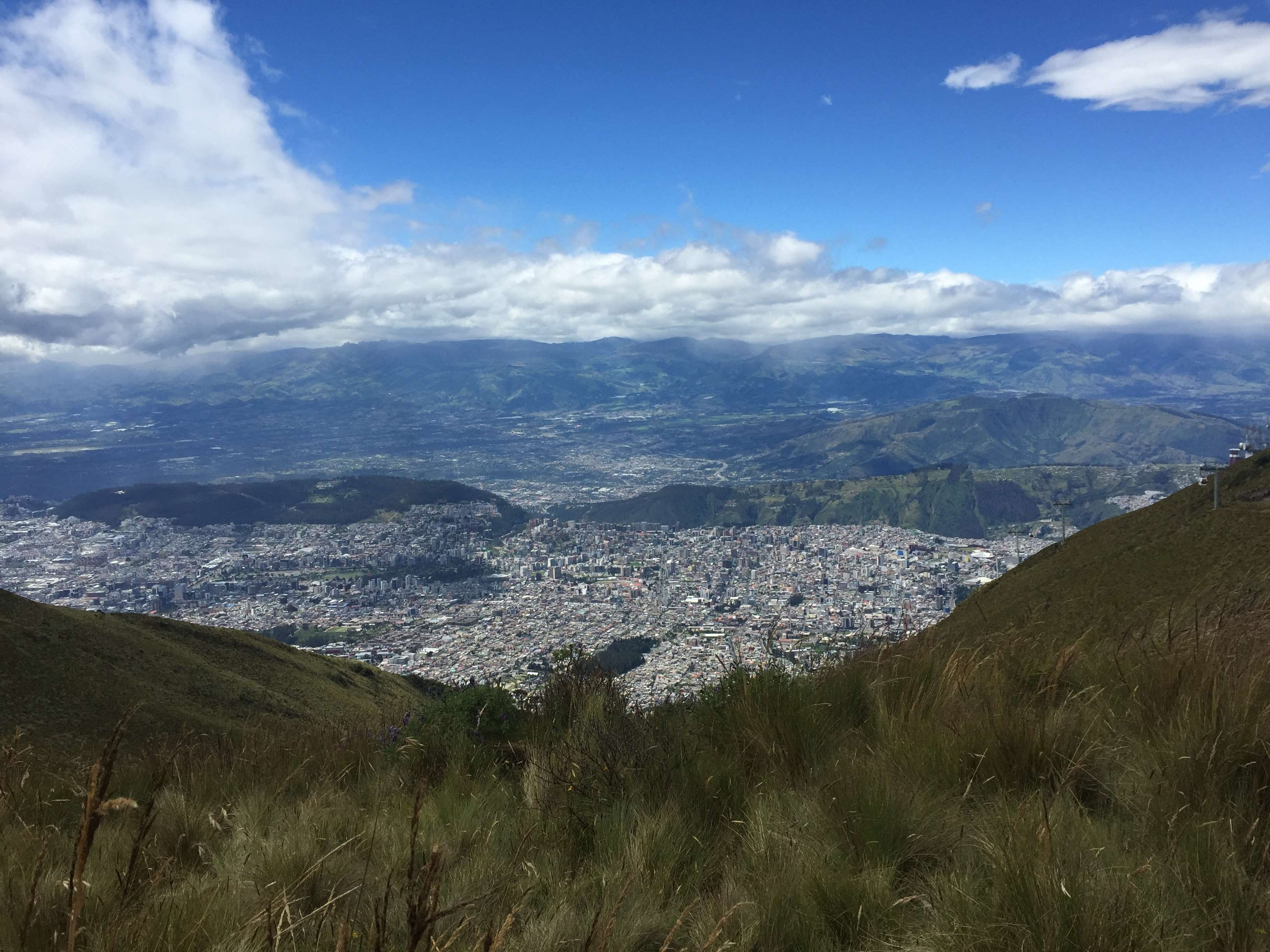 mountain, beauty in nature, sky, quito, no people, tranquility, landscape, cloud - sky, townscape, residential district, 2K, city, nature, day, tranquil scene, HD Wallpaper