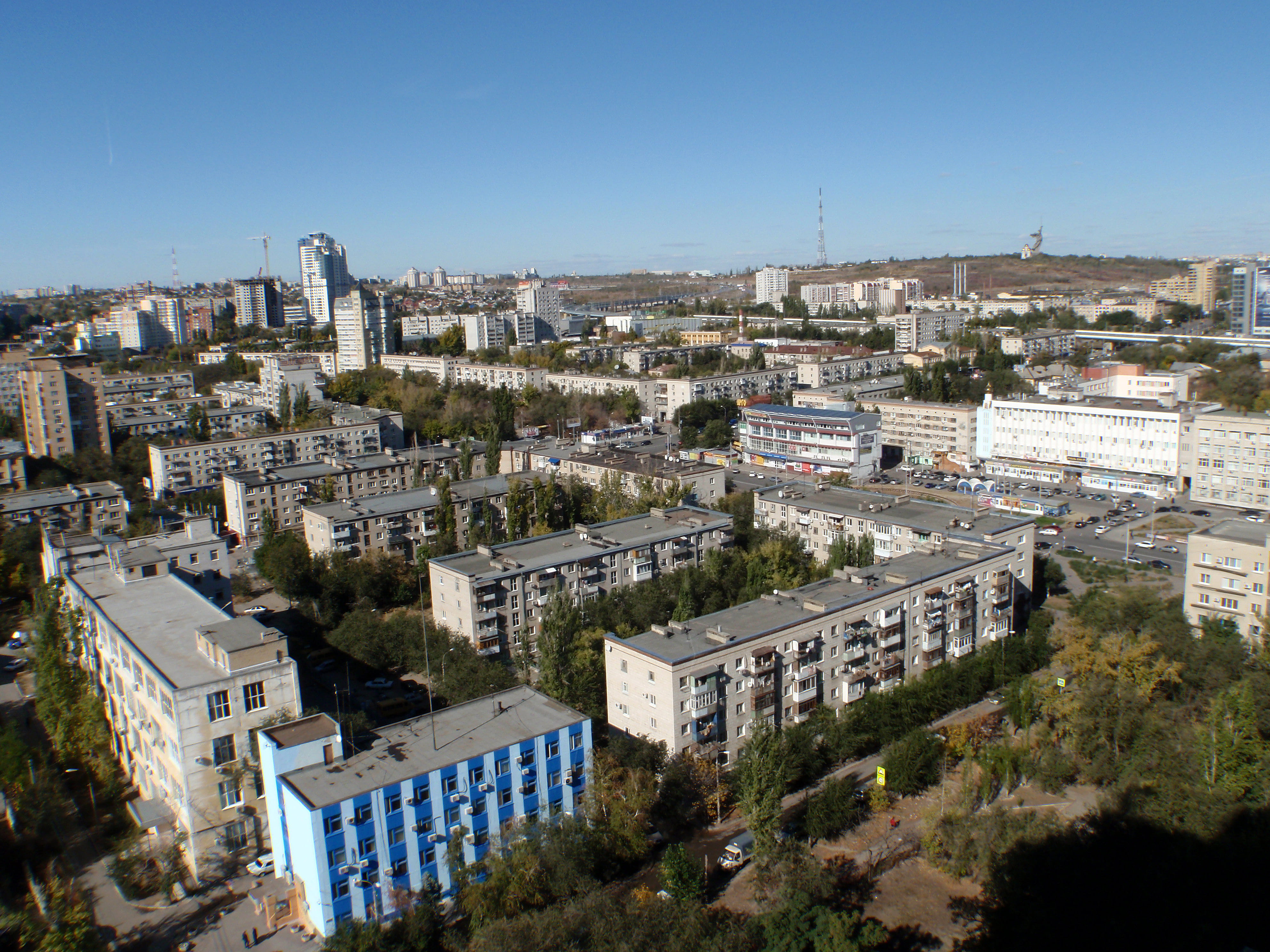 outdoors, day, building, sky, travel destinations, built structure, high angle view, architecture, town, residential district, aerial view, russia, volgograd, HD Wallpaper