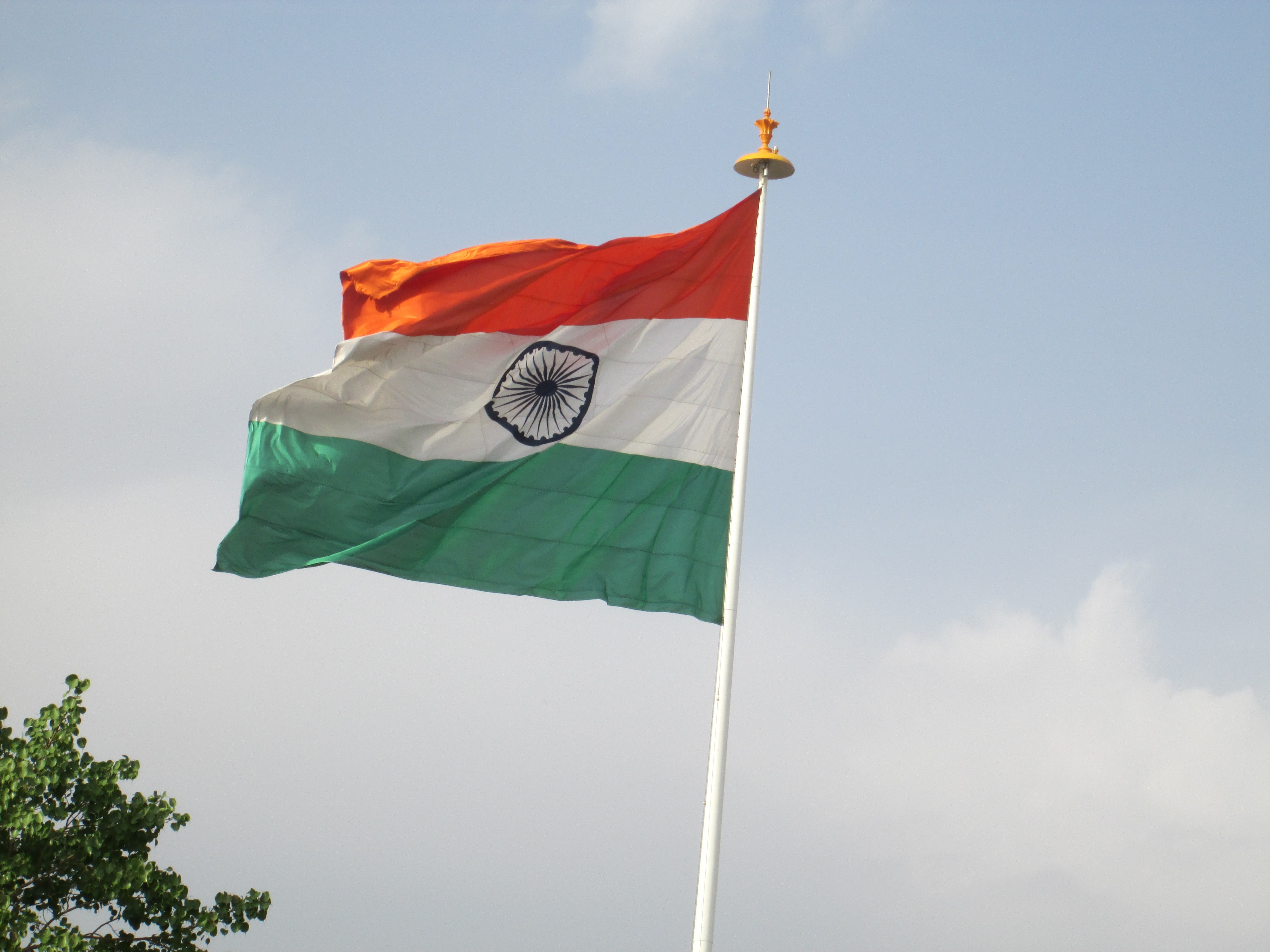 sky, national, cooperation, plant, pole, no people, white, outdoors, nature, 4K, support, india, emotion, wind, day, green color, symbol, red, environment, HD Wallpaper