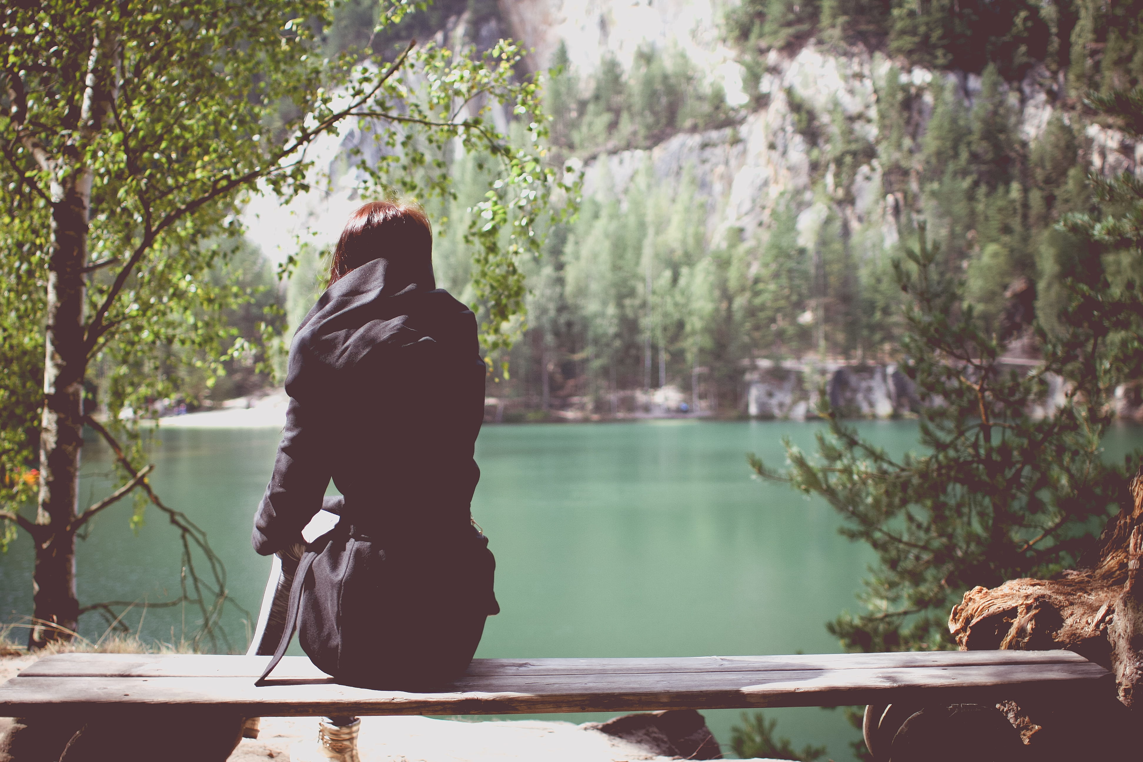 czech republic, adult, people, tree, Girl, rear view, leisure activity, outdoors, color Image, top, water, nature, tranquility, Adrspach Rocks, lifestyles, HD Wallpaper