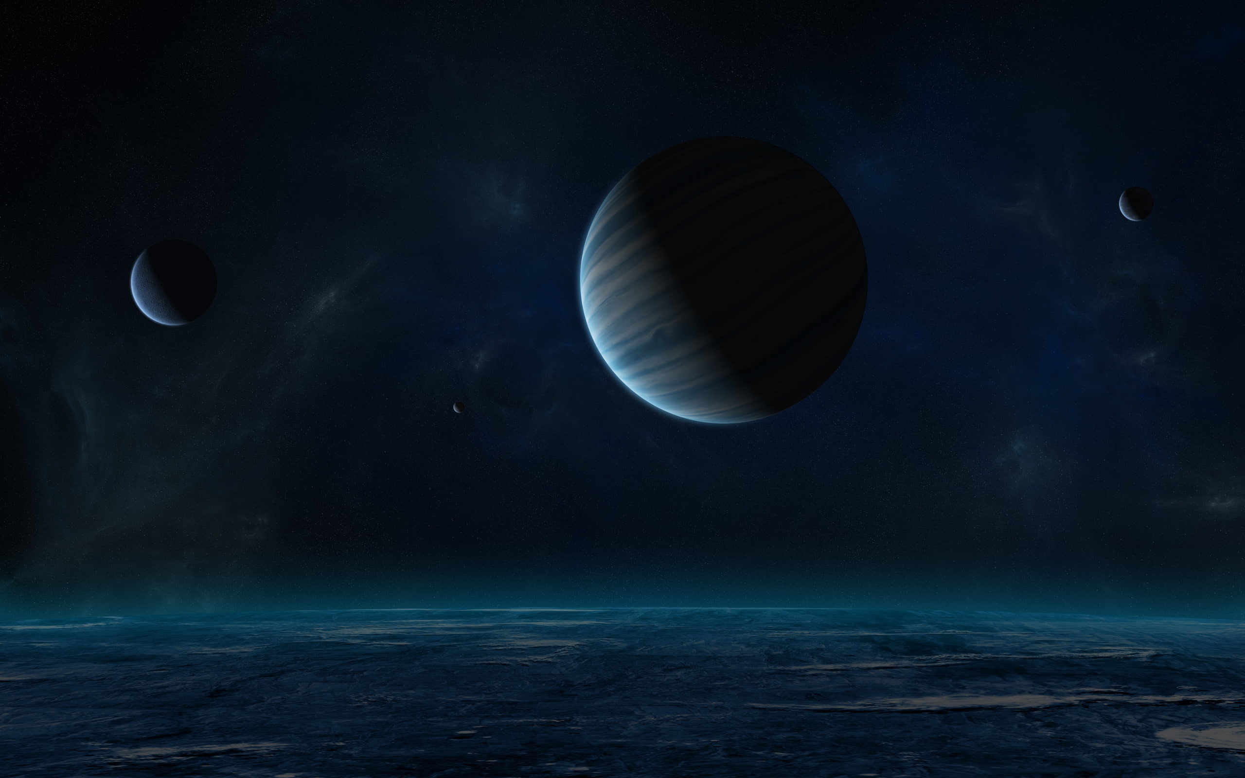 moon, space, 2K, gas, giant, planets, stars, HD Wallpaper
