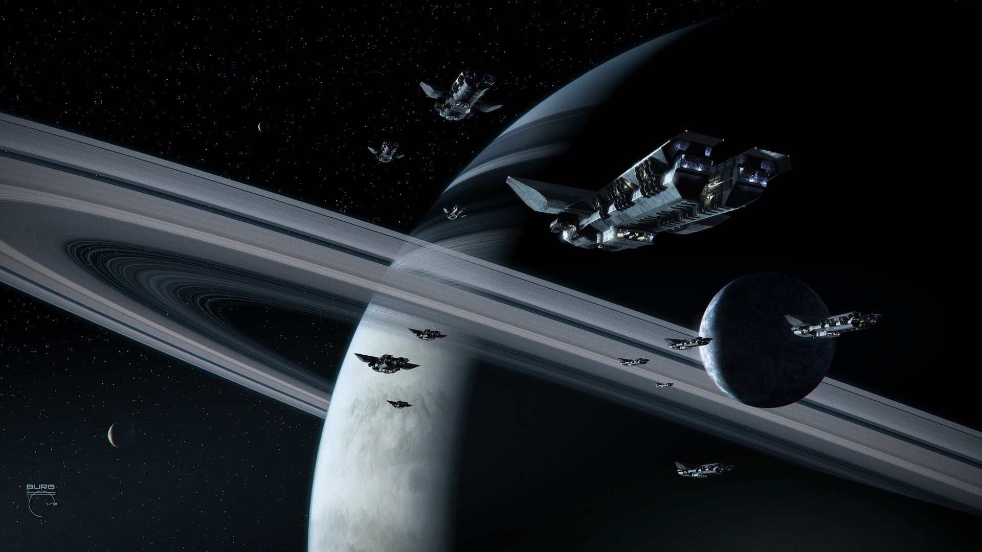 satellites, car, gas giant, motor vehicle, black background, night, illustration, Stiv Castle, land vehicle, close-up, planet, spaceships, 1080P, group of animals, HD Wallpaper