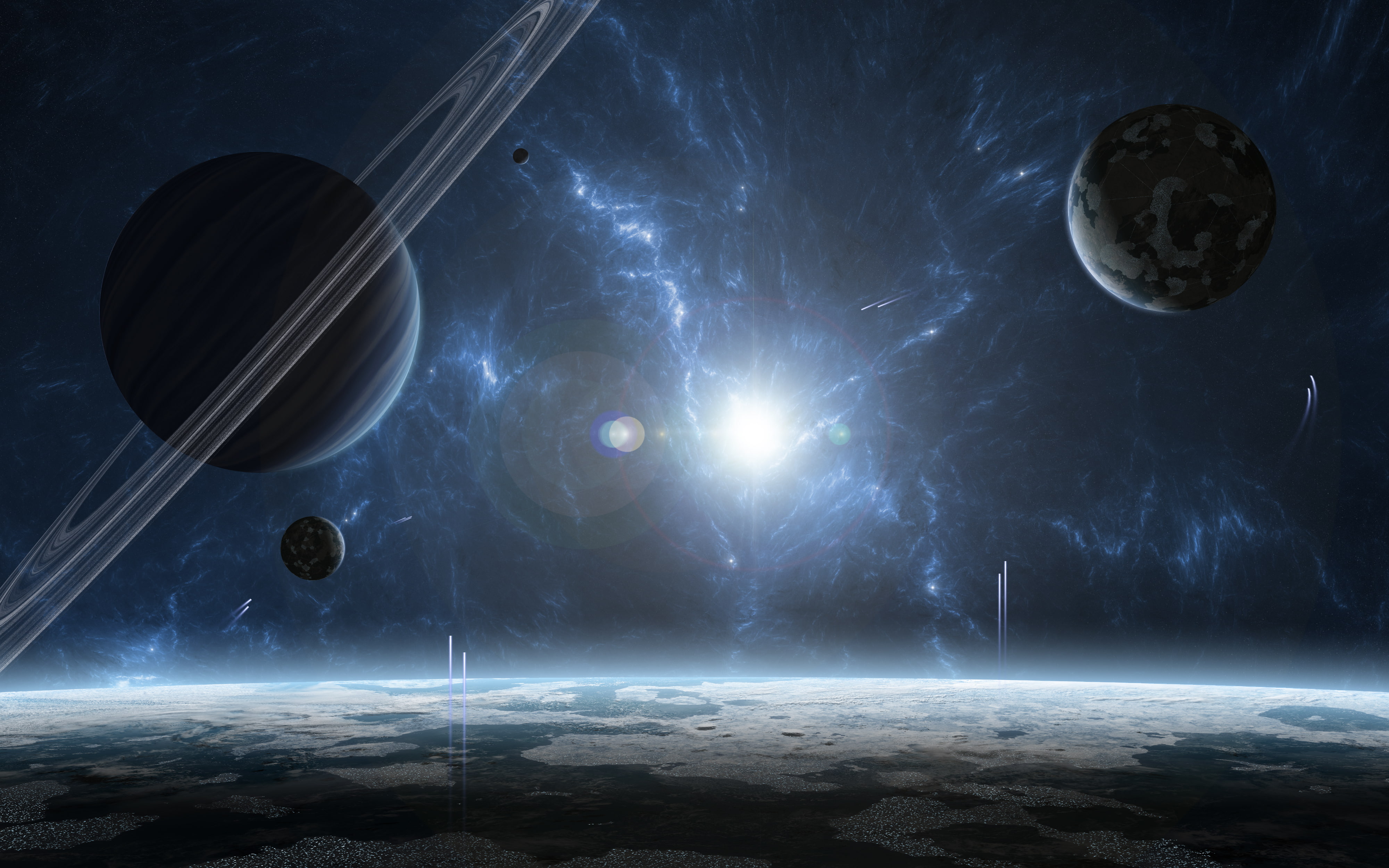 indoors, star system, space, motion, glowing, nature, arts culture and entertainment, illuminated, 4K, metal, planets, dust, low angle view, HD Wallpaper