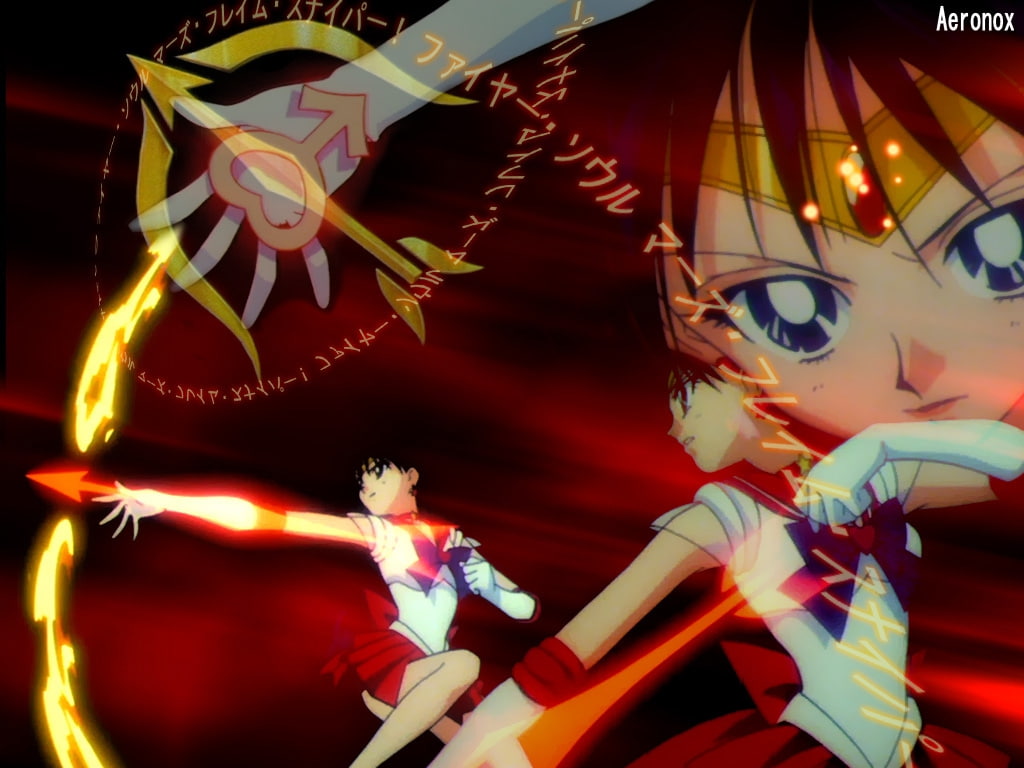 hd, moon, Senshi, bow, anime, 480P, Sailor Mars, Arrow, Mars, art, sailor, princess, Fire, HD Wallpaper