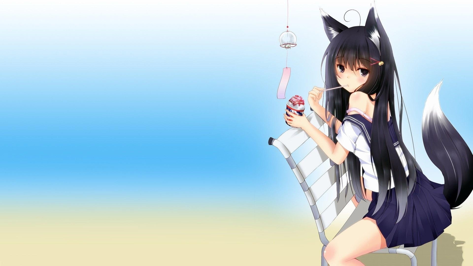 girl, 1080P, woman, fox, anime, 1920x1080, HD Wallpaper