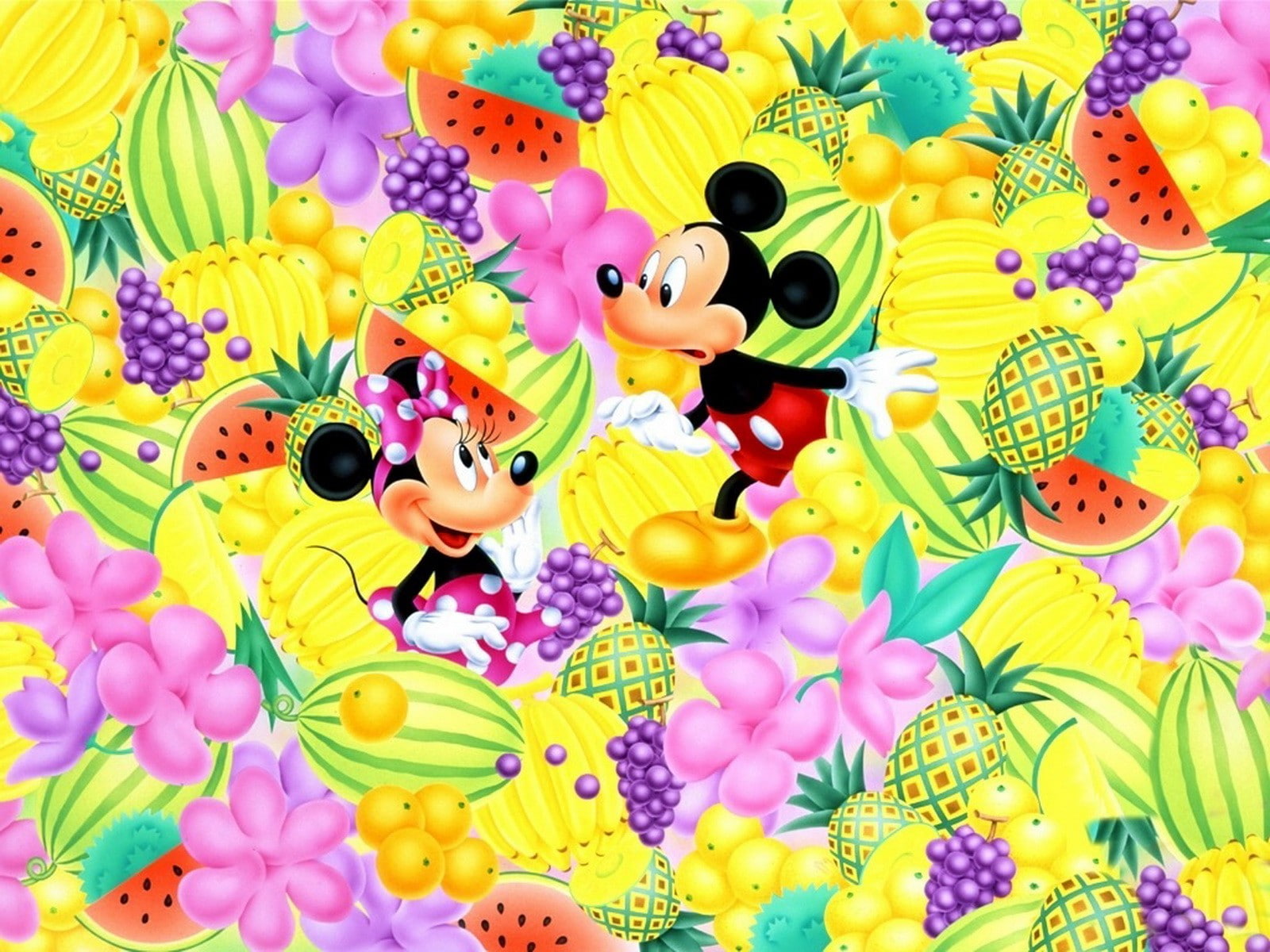 disney, minnie, 720P, mickey, cartoons, company, mouse, fruits, HD Wallpaper