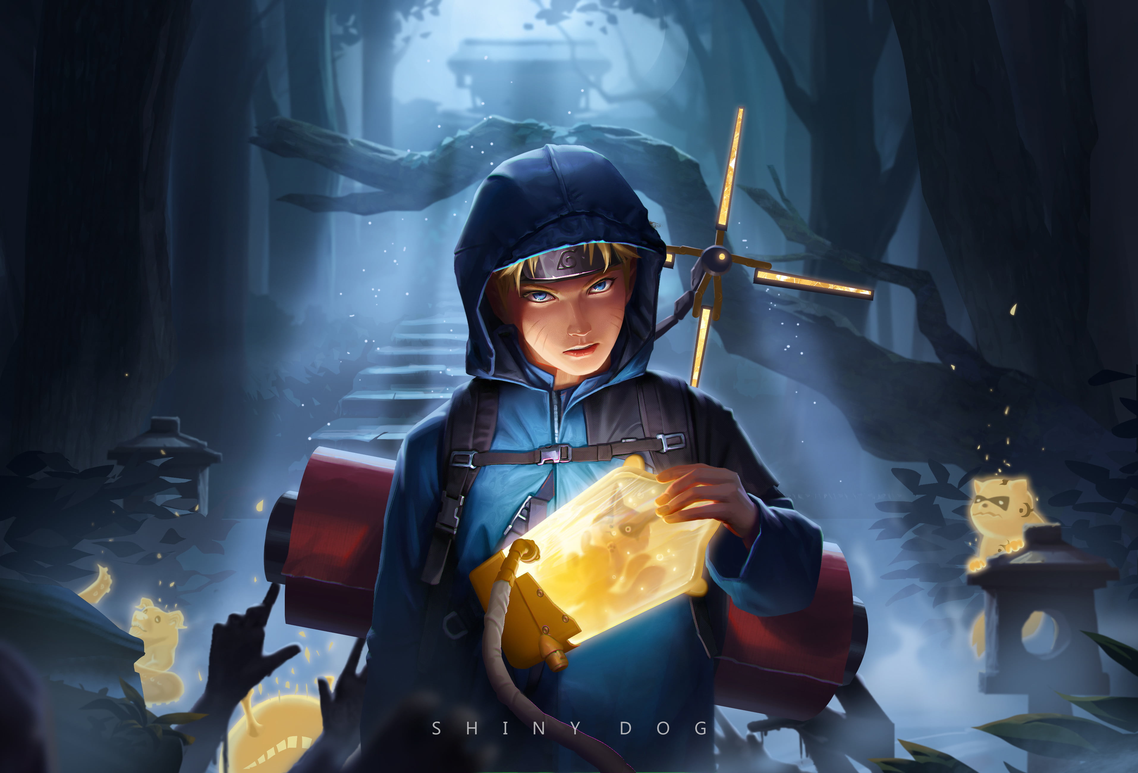 fox, Uzumaki Naruto, nine tails, humor, anime boys, parody, Death Stranding, 2K, HD Wallpaper