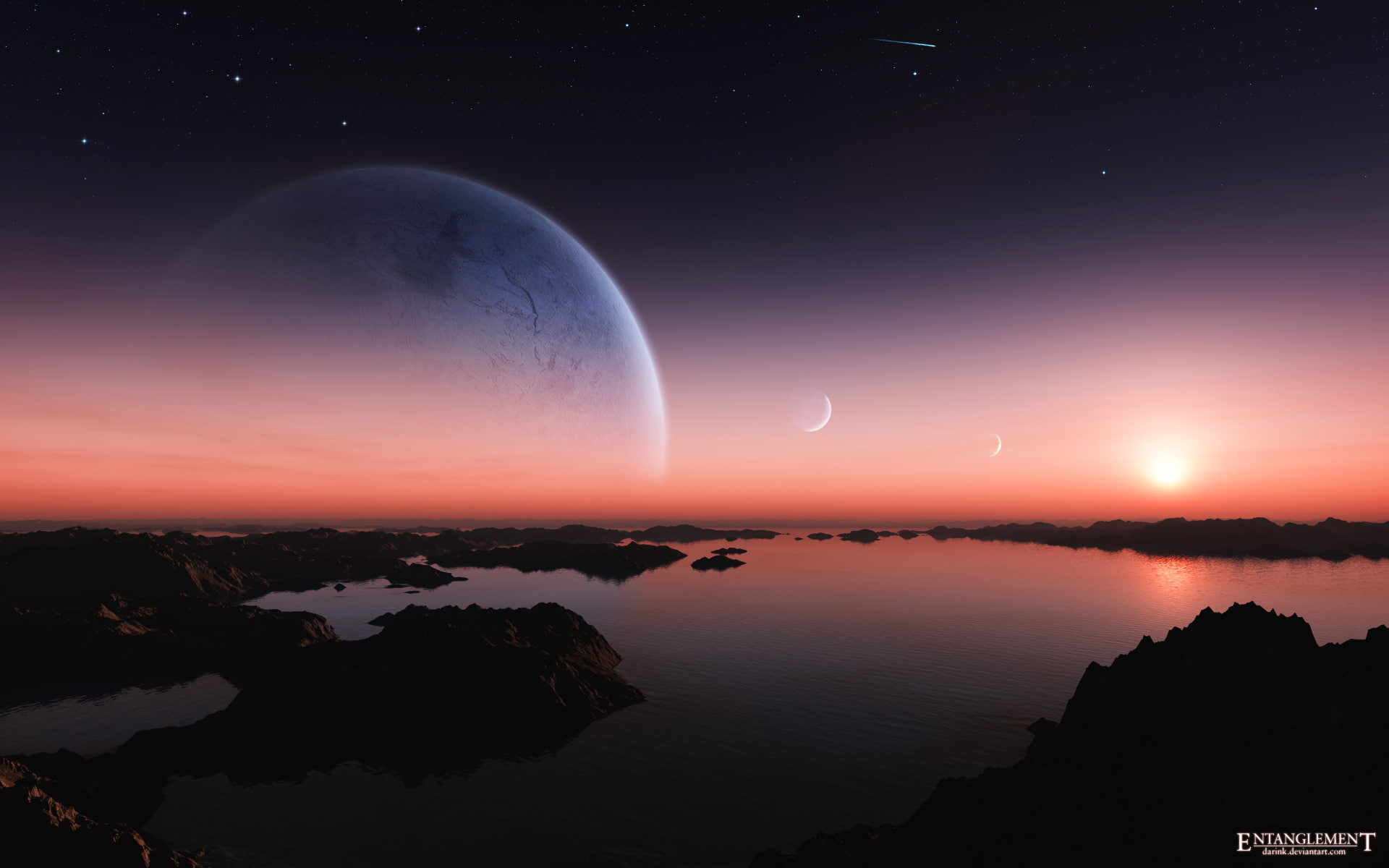 environment, nature, cloud - sky, sunset, tranquil scene, sky, dark blue, outdoors, rock - object, scenics - nature, planet - space, space, no people, night, HD Wallpaper