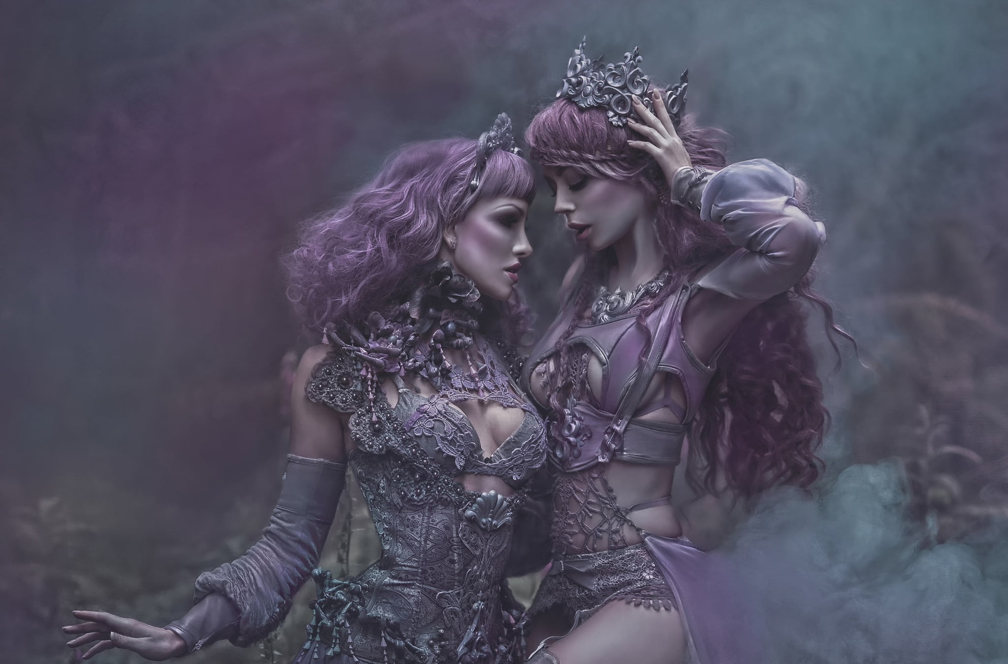 adult, clothing, real people, fantasy, Ophelia Overdose, people, outdoors, focus on foreground, lifestyles, hair, beauty, hairstyle, Lavender Love, fashion, HD Wallpaper