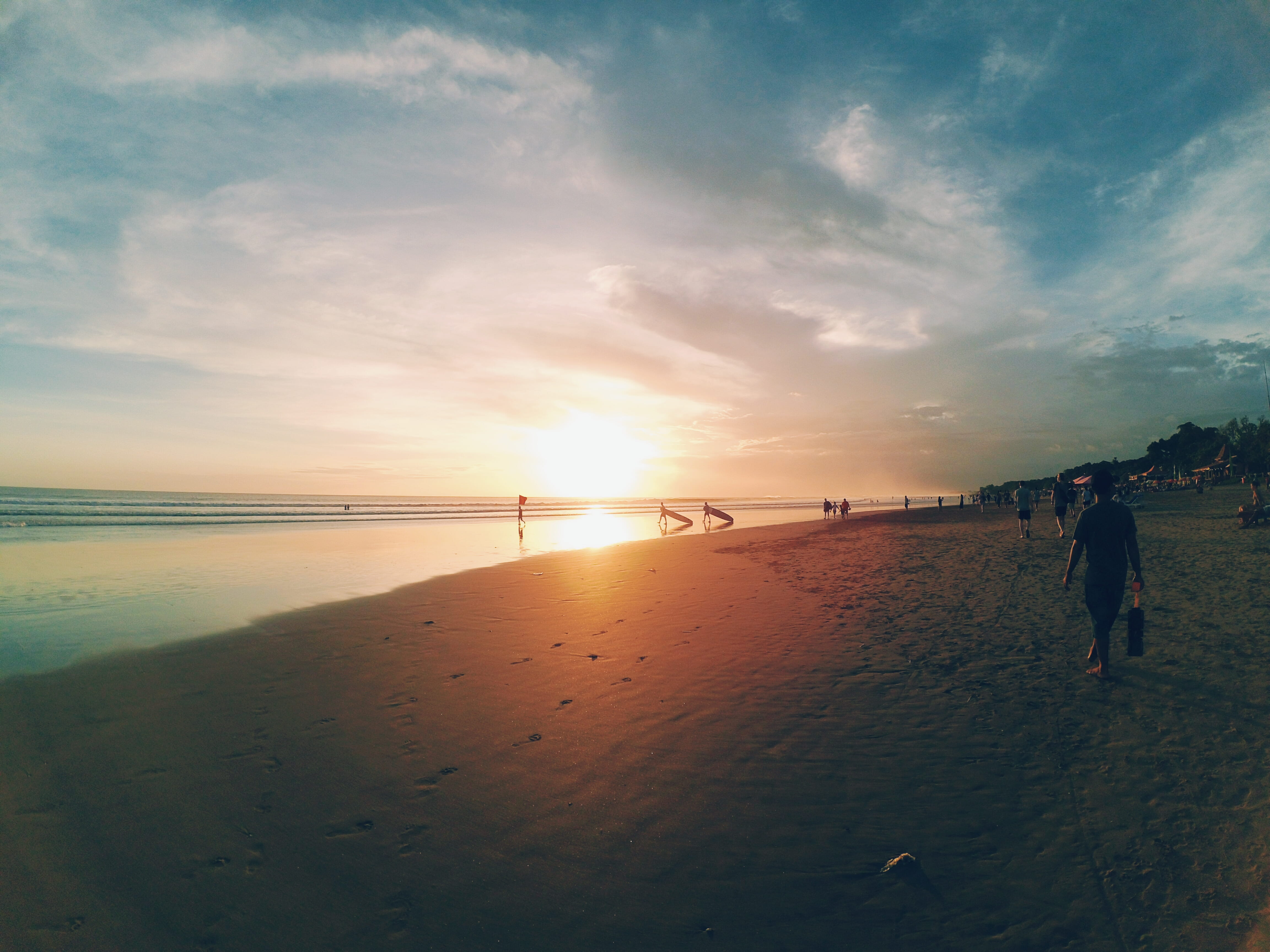 tranquility, cloud - sky, horizon, indonesia, outdoors, beach, beauty in nature, sea, scenics - nature, water, land, sunset, surf, horizon over water, HD Wallpaper