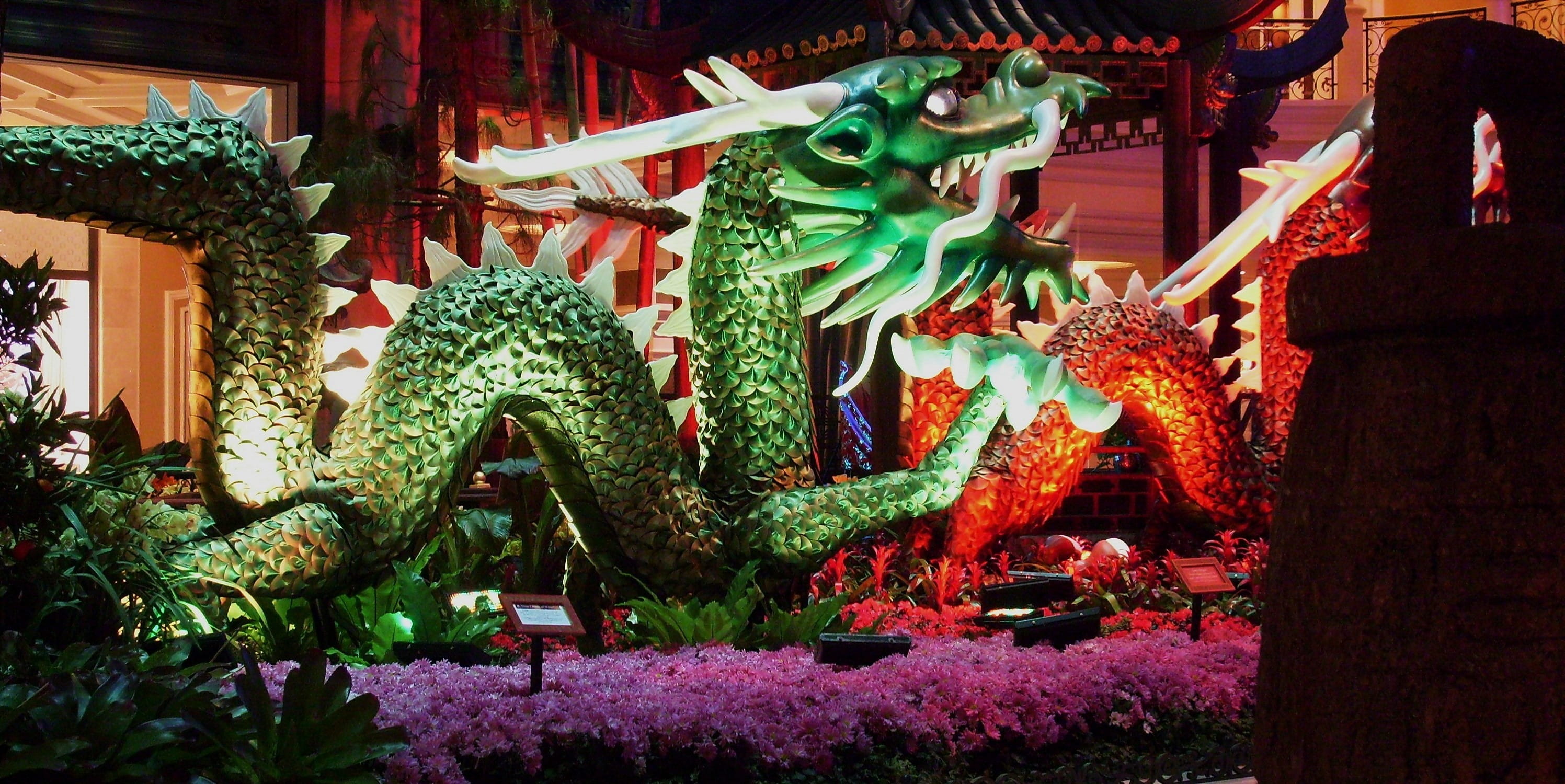 male likeness, art and craft, Landscape, spirituality, animal, Casino, building exterior, illuminated, celebration, outdoors, plant, sculpture, Dragon, HD Wallpaper