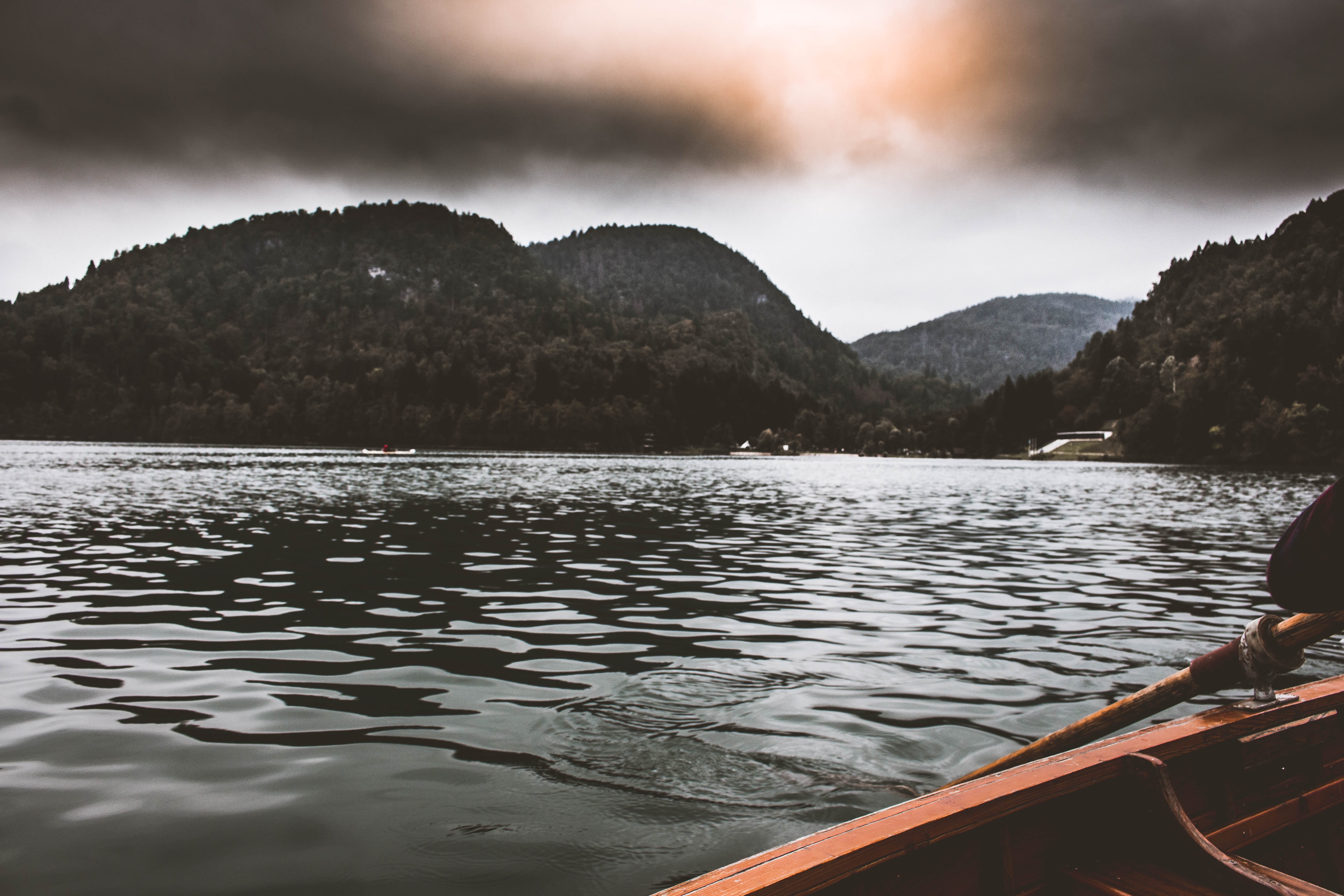 landscape, tree, mountains, mountain range, transportation, nautical vessel, water, cloud, mode of transportation, non-urban scene, sea, tranquil scene, HD Wallpaper