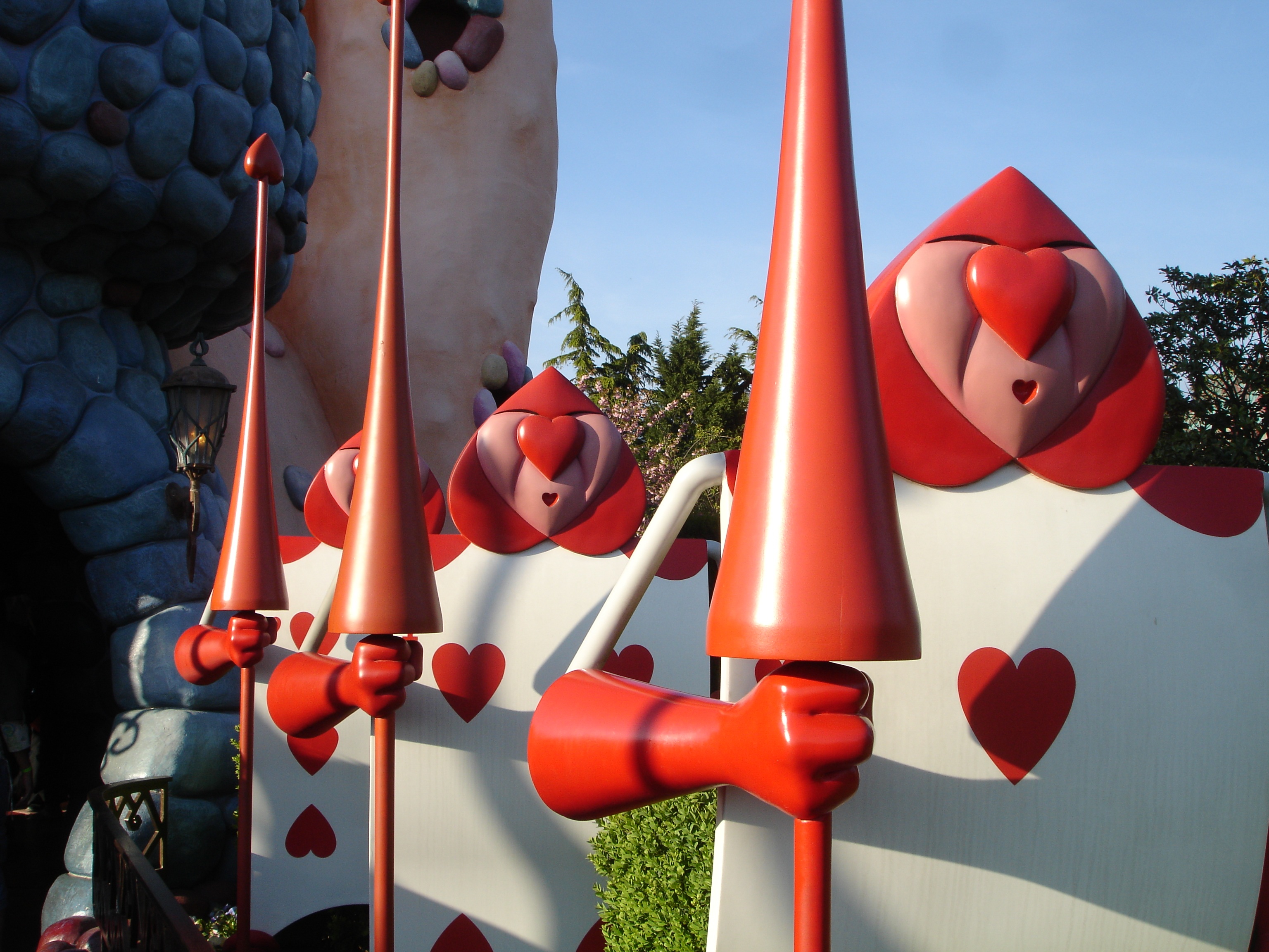 alice in wonderland, protection, theme, day, close-up, military, metal, growth, sunlight, safety, plant, security, nature, sky, outdoors, pole, no people, HD Wallpaper