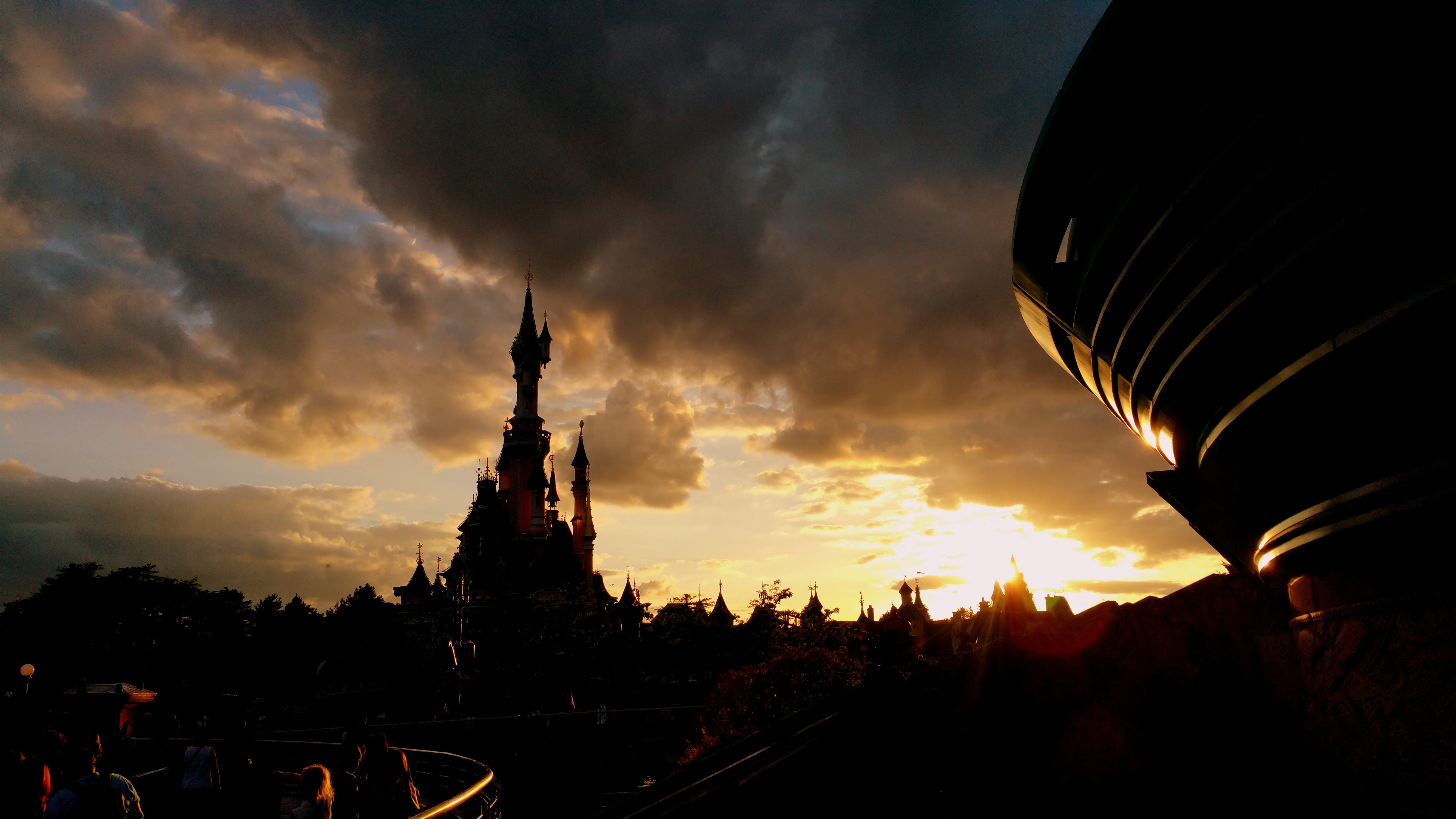 land, sky, outdoors, cloud - sky, nature, disney, travel destinations, place of worship, sunset, cityscape, travel, disneyland, city, building, architecture, HD Wallpaper