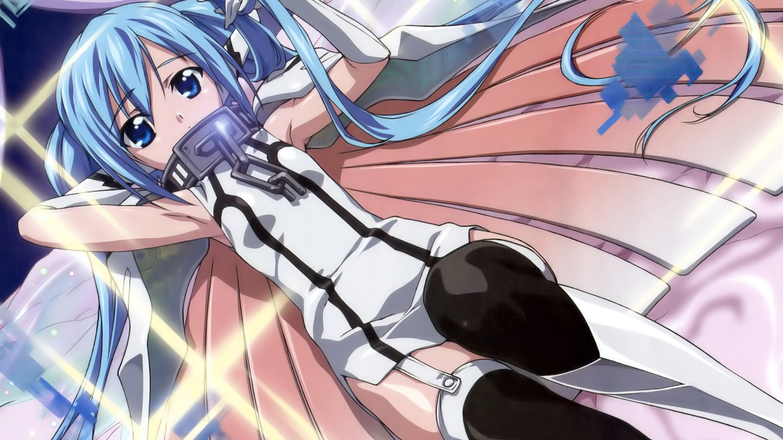 wings, Sora no Otoshimono, anime girls, blue hair, nymph, 2K, HD Wallpaper