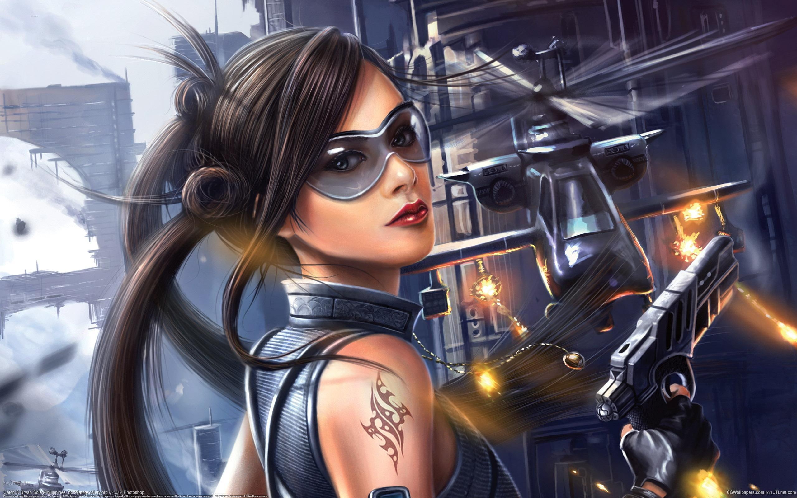 hair, amaz, catch, tattoo, glassess, dreamer, lovely, digital art, beautiful, style girl, action, 2K, fantastic, HD Wallpaper