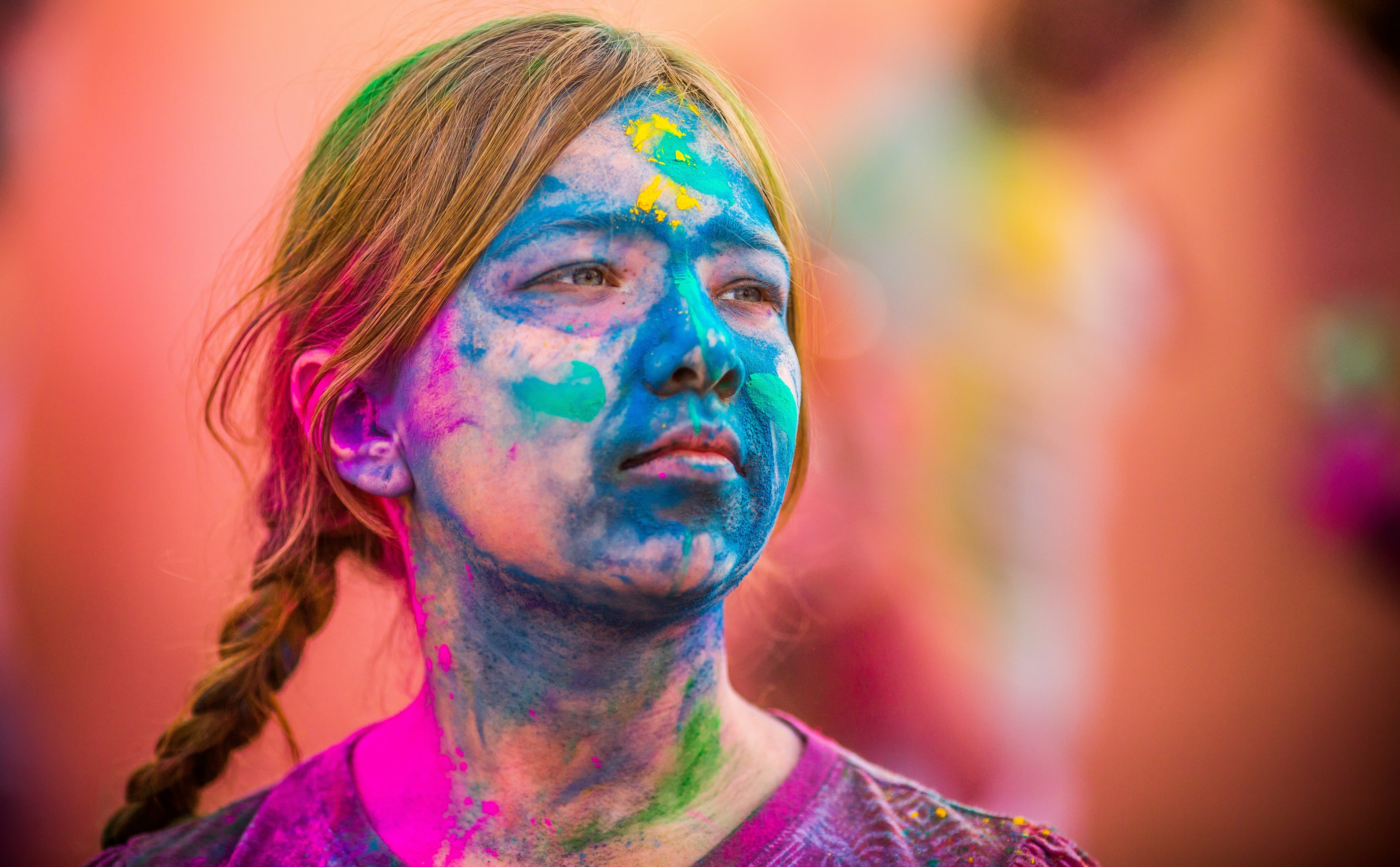 human body part, face powder, sanfrancisco, crew, Colors, festivalofcolors2012, Festival, United, pink, human face, enjoyment, spanishfork, american, America, HD Wallpaper