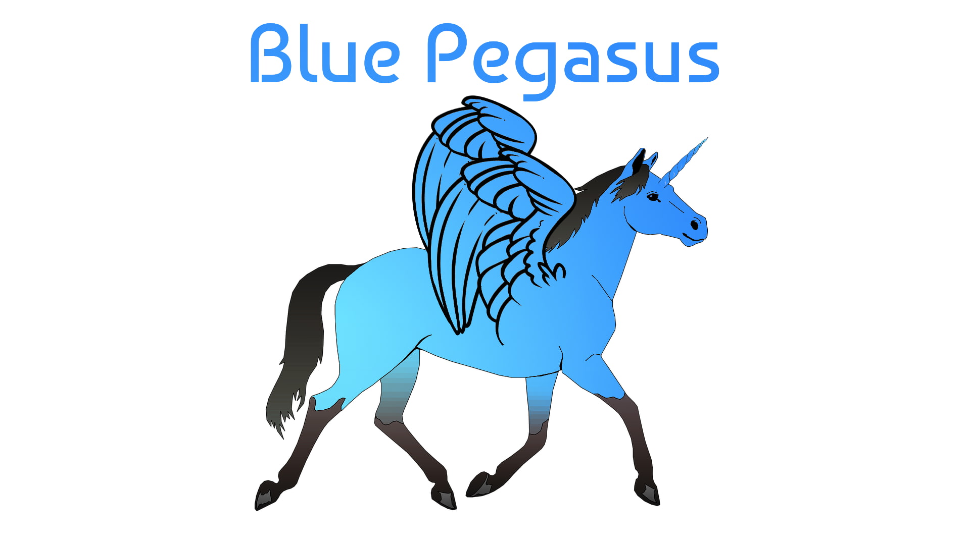 Pegasus, Typography, Unicorn, Fairy Tail, horse, 1080P, blue, White Background, Simple Background, wings, HD Wallpaper
