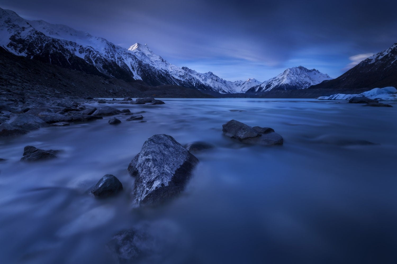 landscape, covered, lake, beauty in nature, snowcapped mountain, nature, iceberg, flowing water, sunrise, photography, blue, scenics - nature, snow, mountains, HD Wallpaper