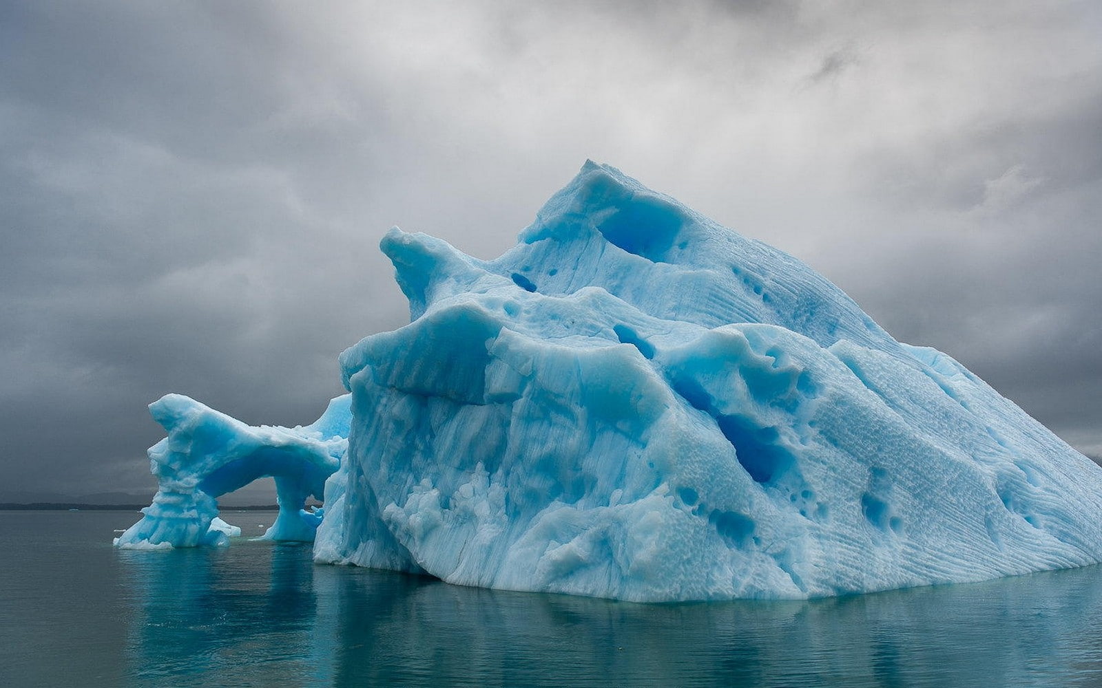 landscape, 720P, lake, iceberg, clouds, chile, cold, blue, island, water, nature, snow, 1600x1000, HD Wallpaper