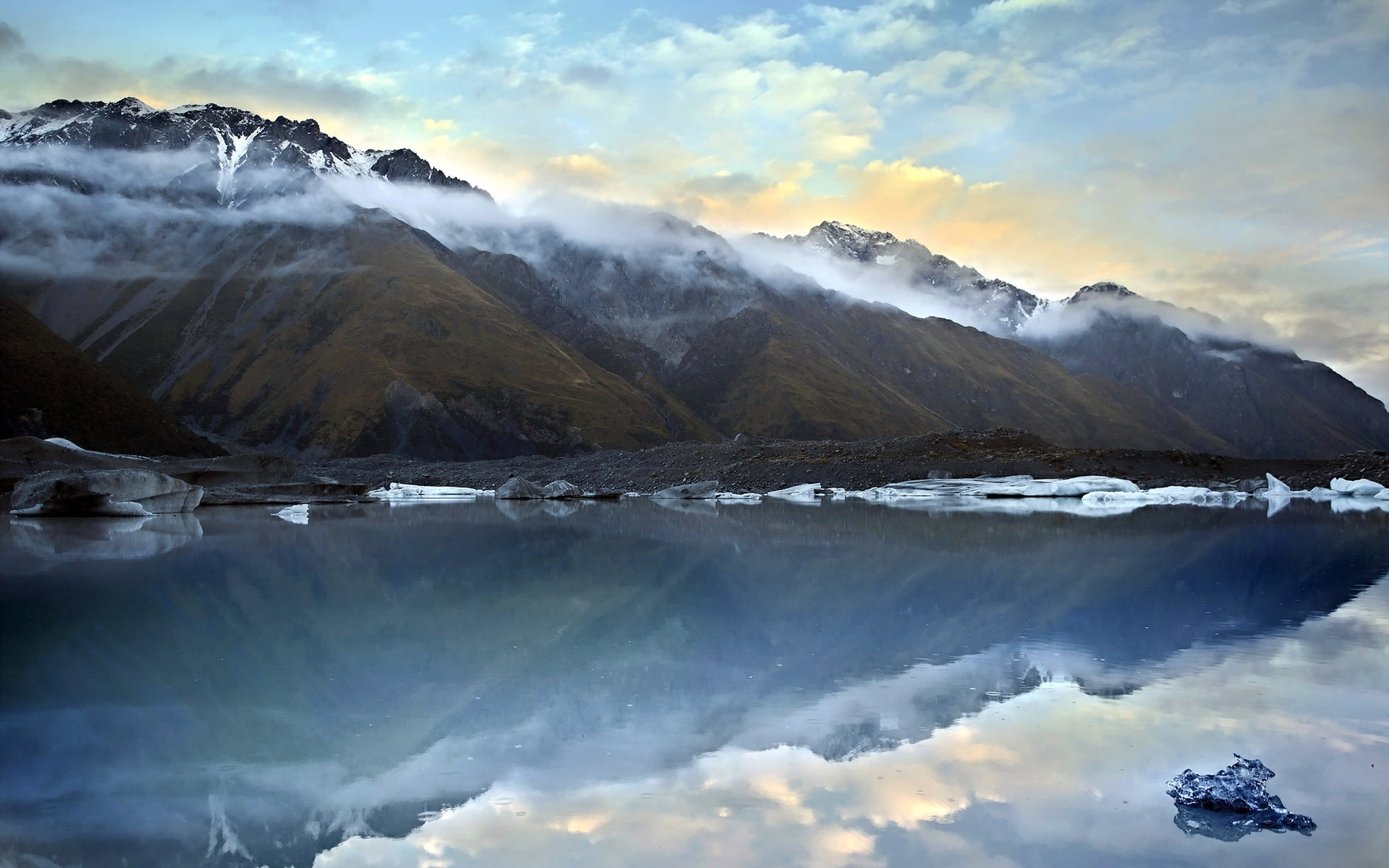 icebergs, mountains, tasman lake, 1080P, HD Wallpaper