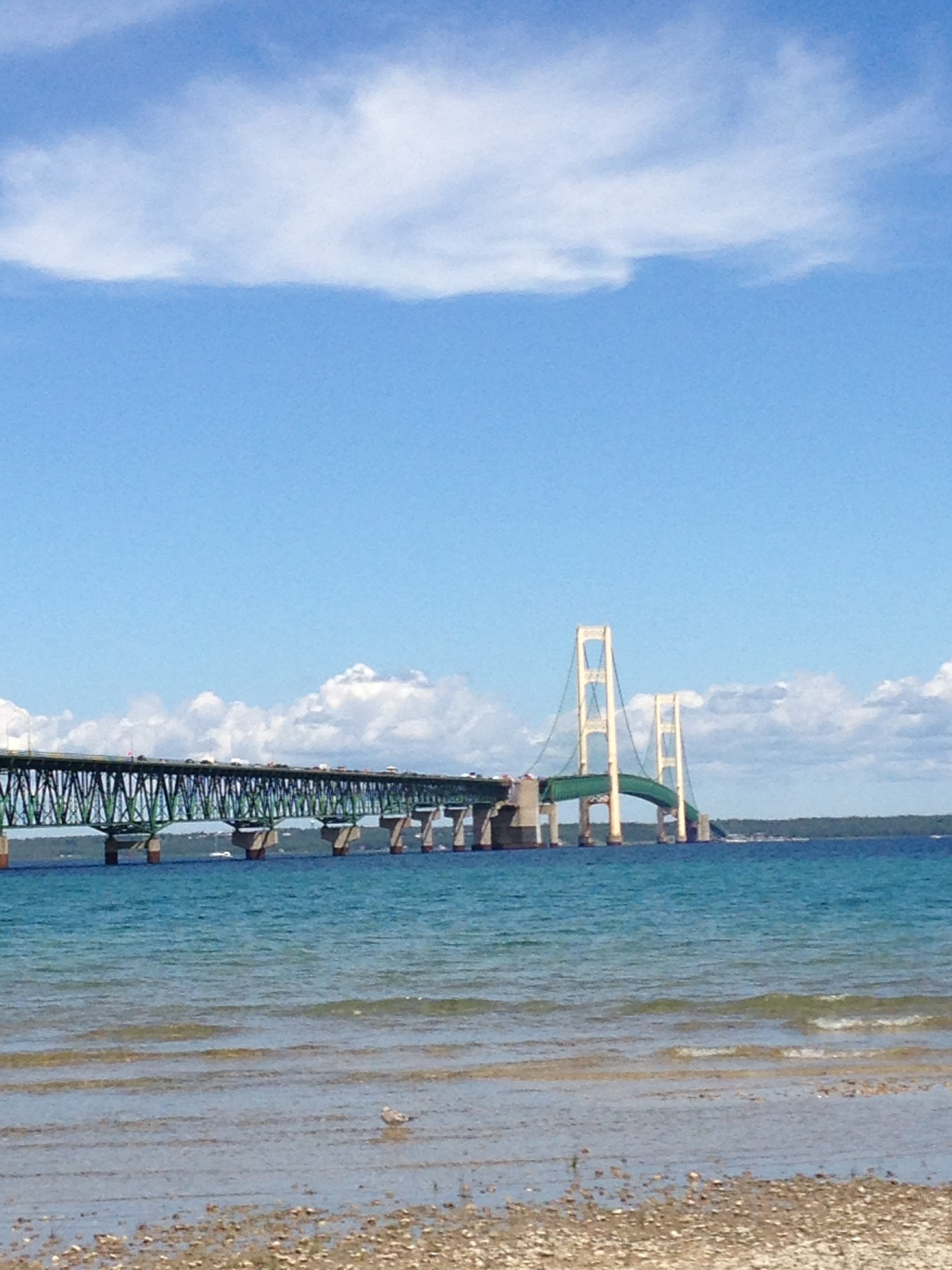 sky, Michigan, sailboat, blue, water, cloud - sky, bay, famous Place, bridge, built structure, scenics - nature, nature, connection, Mackinac, sea, transportation, Phone HD Wallpaper