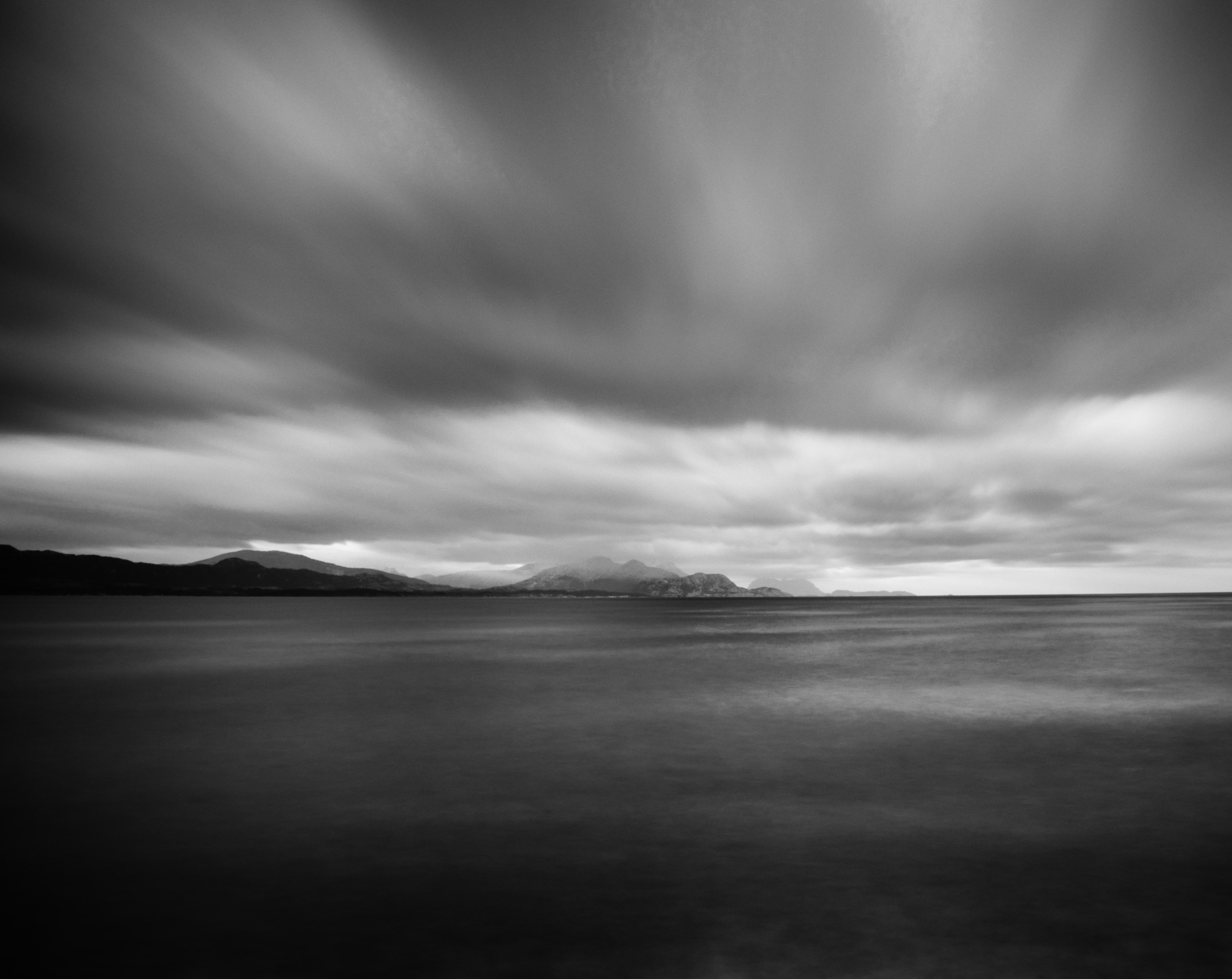 5K, scenics - nature, sea, longexposure, overcast, sky, horizon, ominous, outdoors, wind, storm, Bodo, White, Black, Norway, leebigstopper, Clouds, cloud - sky, HD Wallpaper