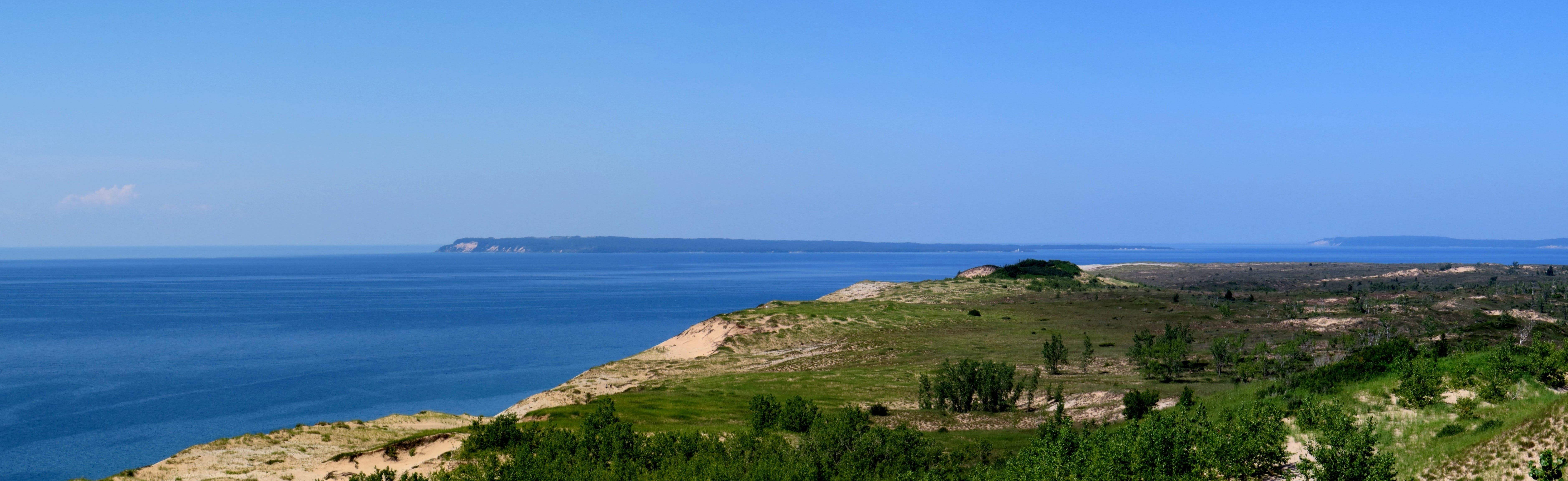 horizon, day, beauty in nature, sky, tranquil scene, horizon over water, nature, outdoors, blue, no people, lake, scenics - nature, sleeping bear dunes, HD Wallpaper