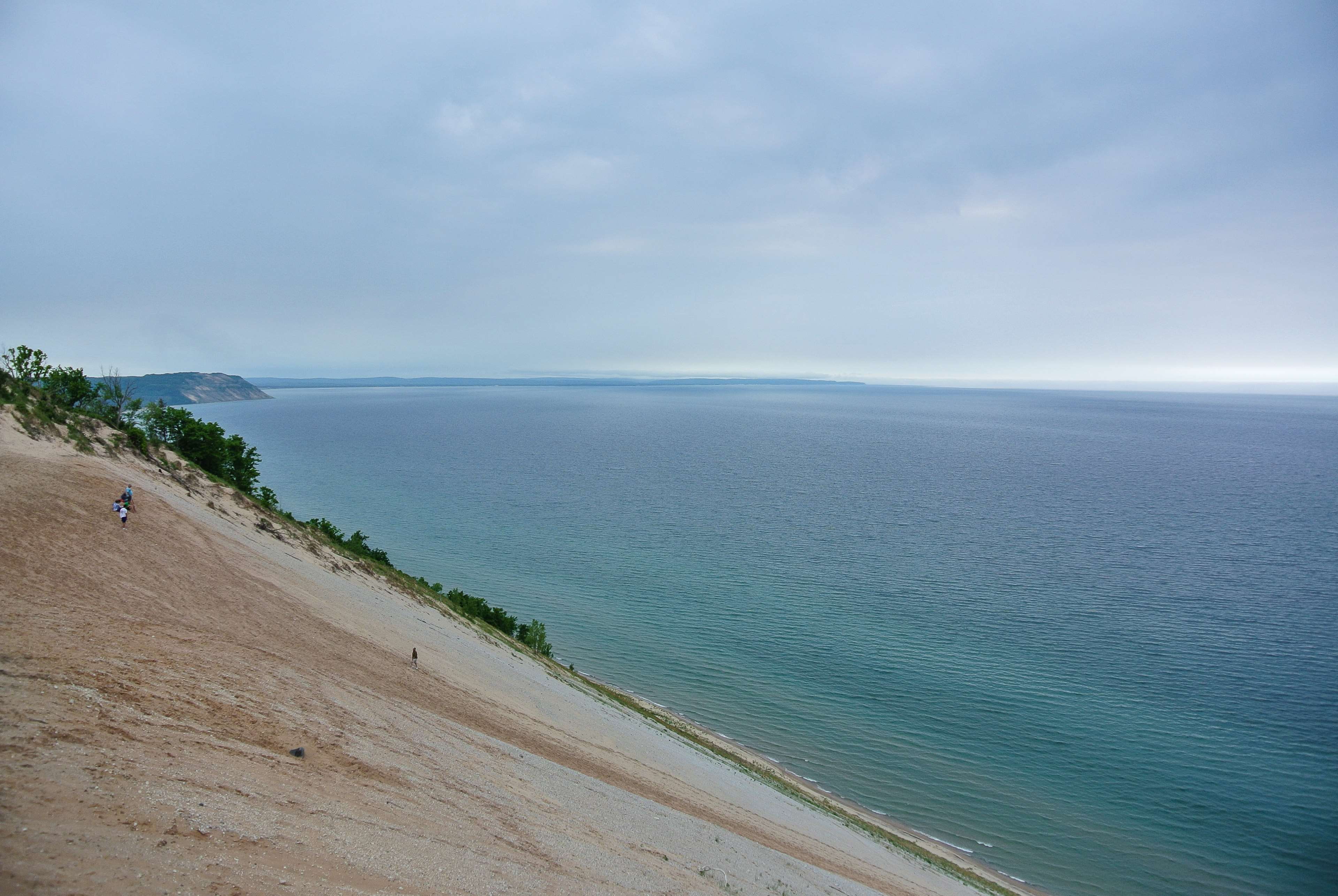 nature, tranquility, lake michigan, outdoors, sky, cloud - sky, horizon, lake, idyllic, sea, beauty in nature, michigan, day, 4K, no people, climb, tranquil scene, HD Wallpaper