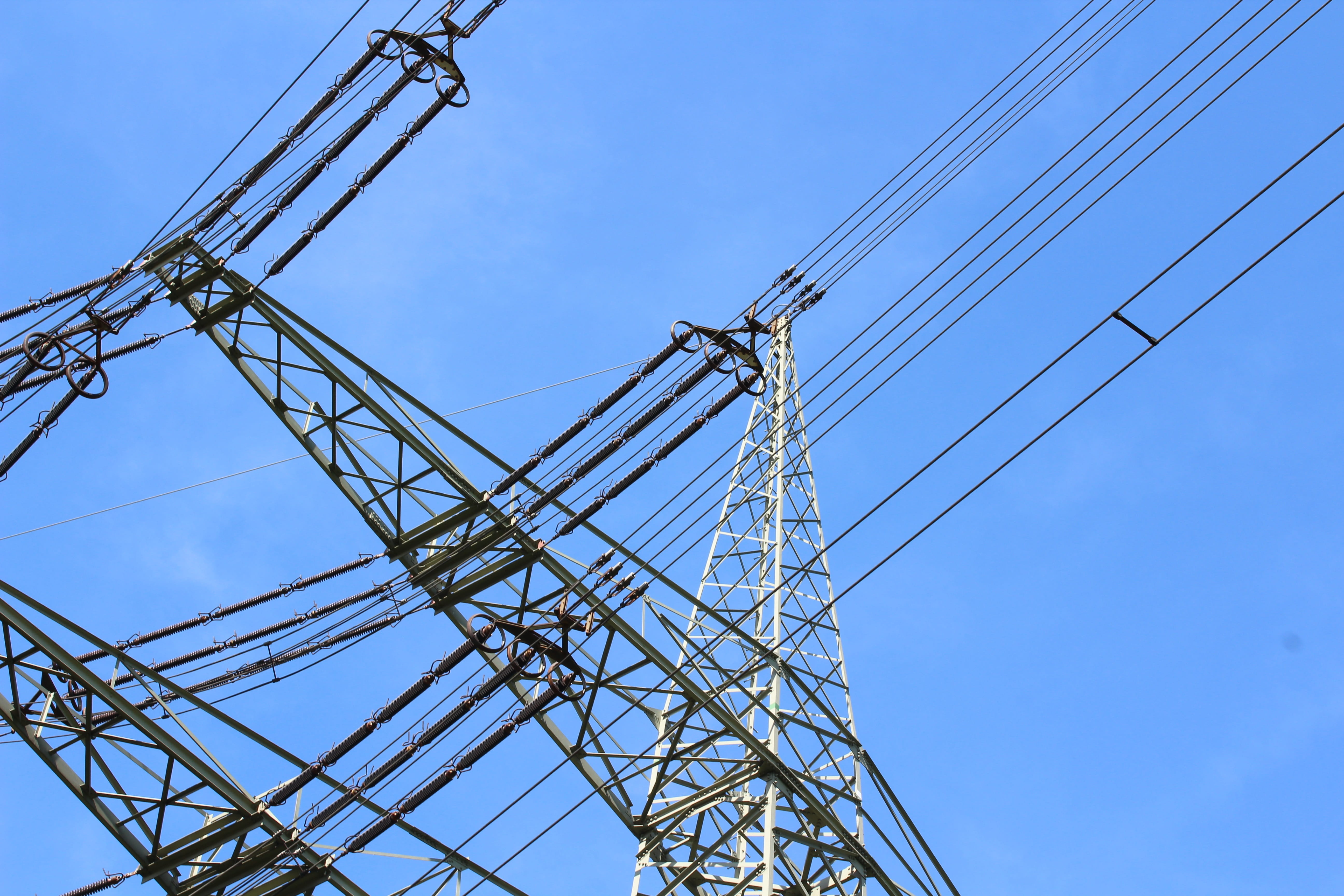 metal, energy, connection, wires, girder, clear sky, architecture, electrical equipment, night, electricity pylon, masts, high voltage, day, voltage, catenary, HD Wallpaper