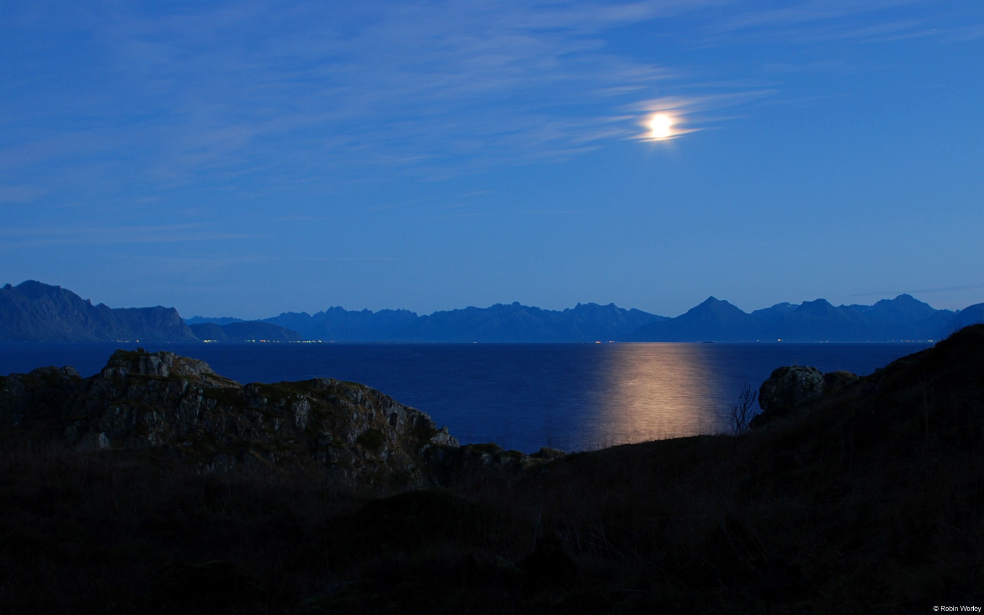 night, outdoors, seaview, no people, land, scenics - nature, tranquil scene, mountain range, cloud - sky, windows, water, 1080P, sea, rock, HD Wallpaper