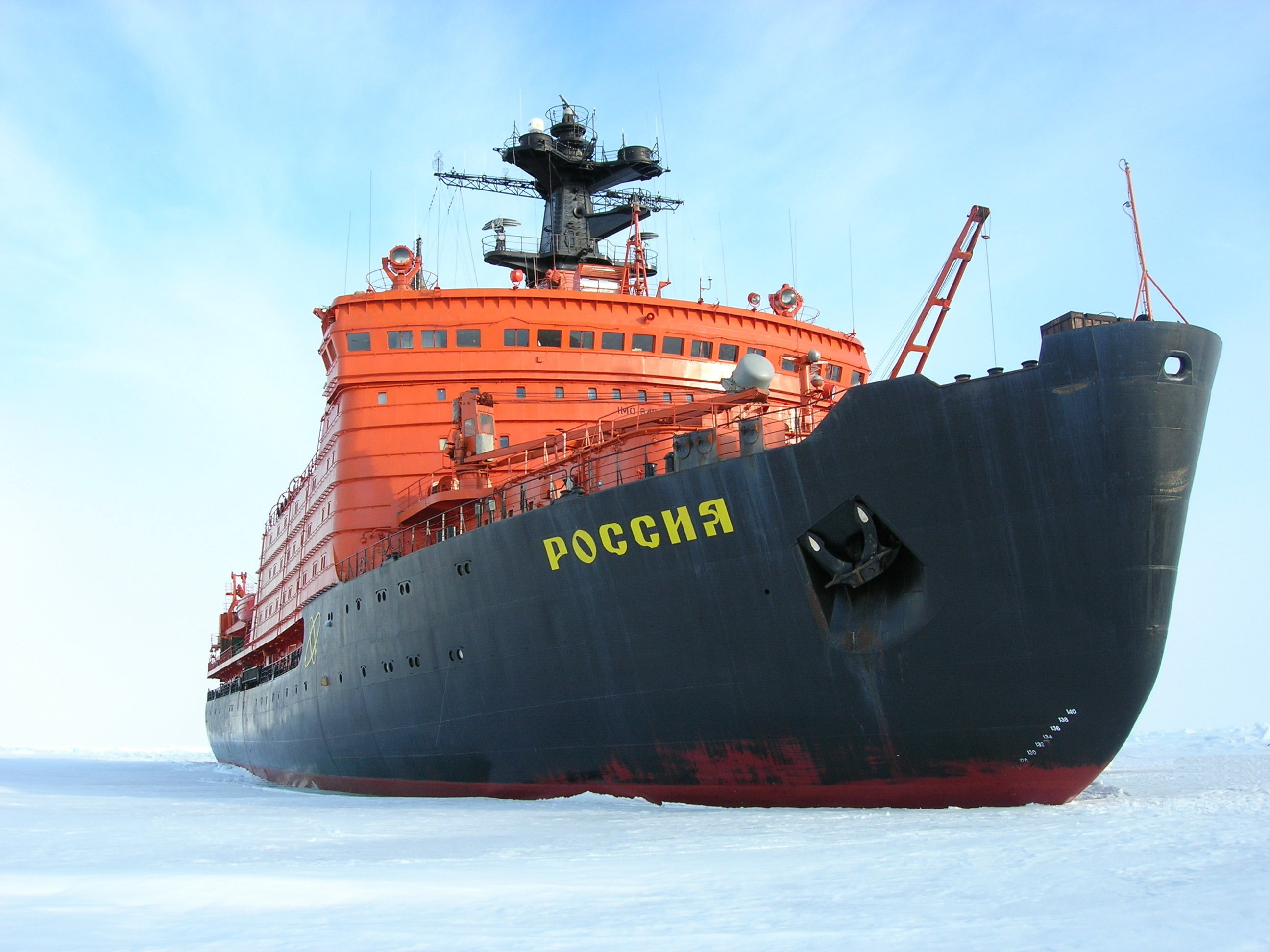 mode of transportation, ice, icebreaker, atomic, number, snow, outdoors, sea, 2K, water, transportation, nature, winter, carrier, sky, black, ship, orange, HD Wallpaper