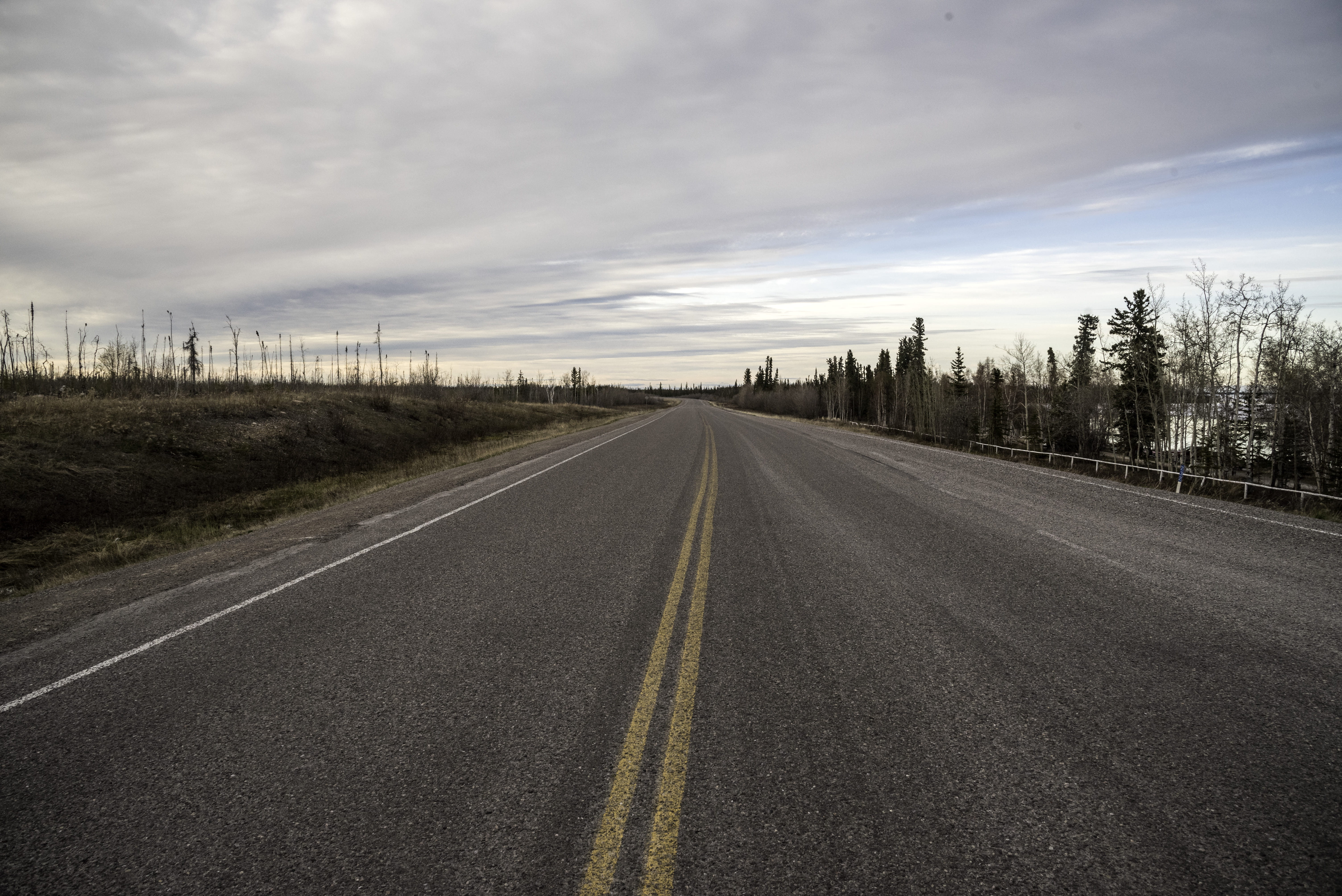 landscape, dividing line, no People, nature, northwest territories, clouds, highway, sky, outdoors, plant, cloud - Sky, direction, sign, symbol, day, scenics, HD Wallpaper