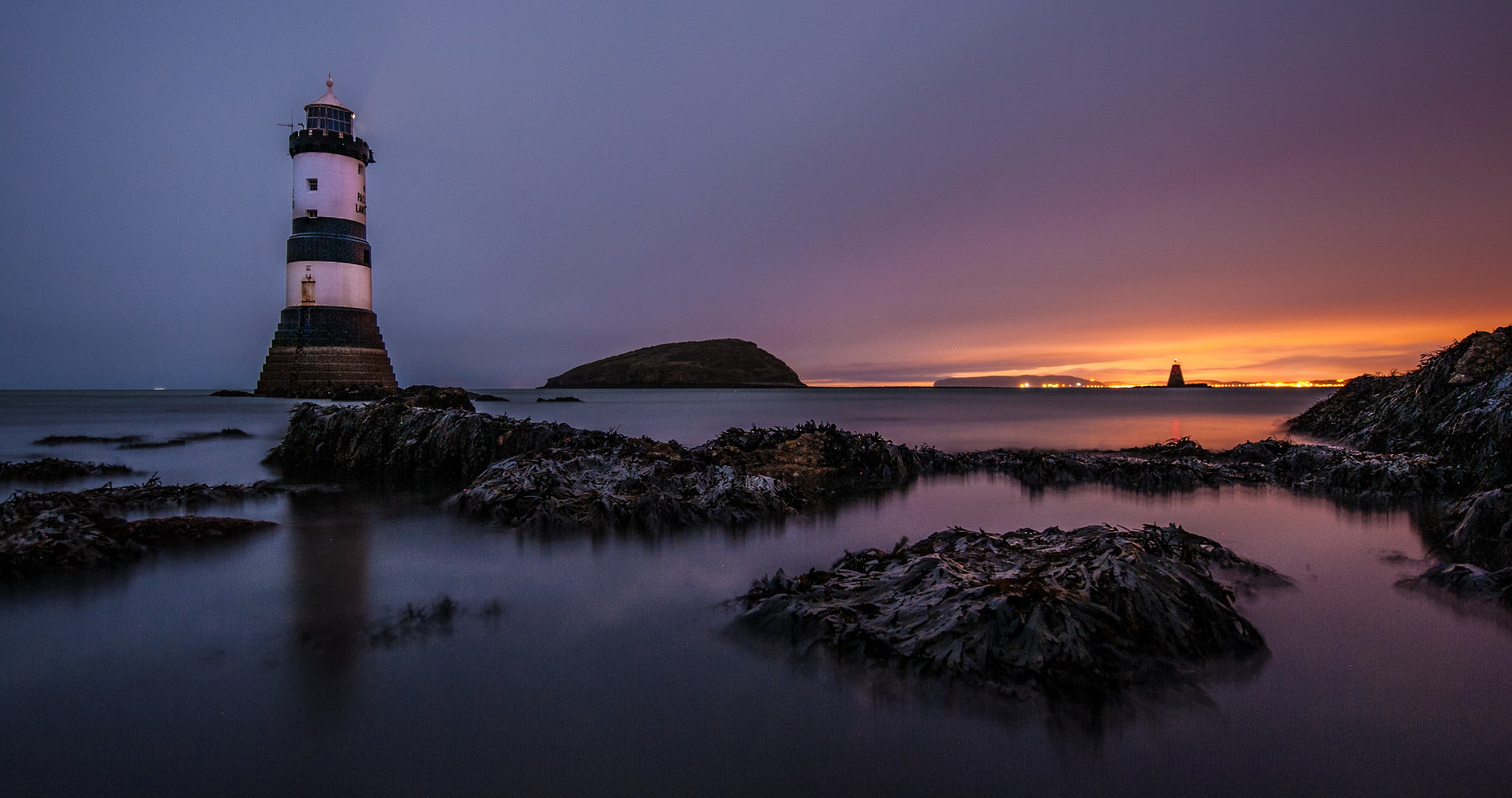 shore, Penmon Lighthouse, 1080P, Black Point, rocks, Anglesey, lighthouse, sea, HD Wallpaper