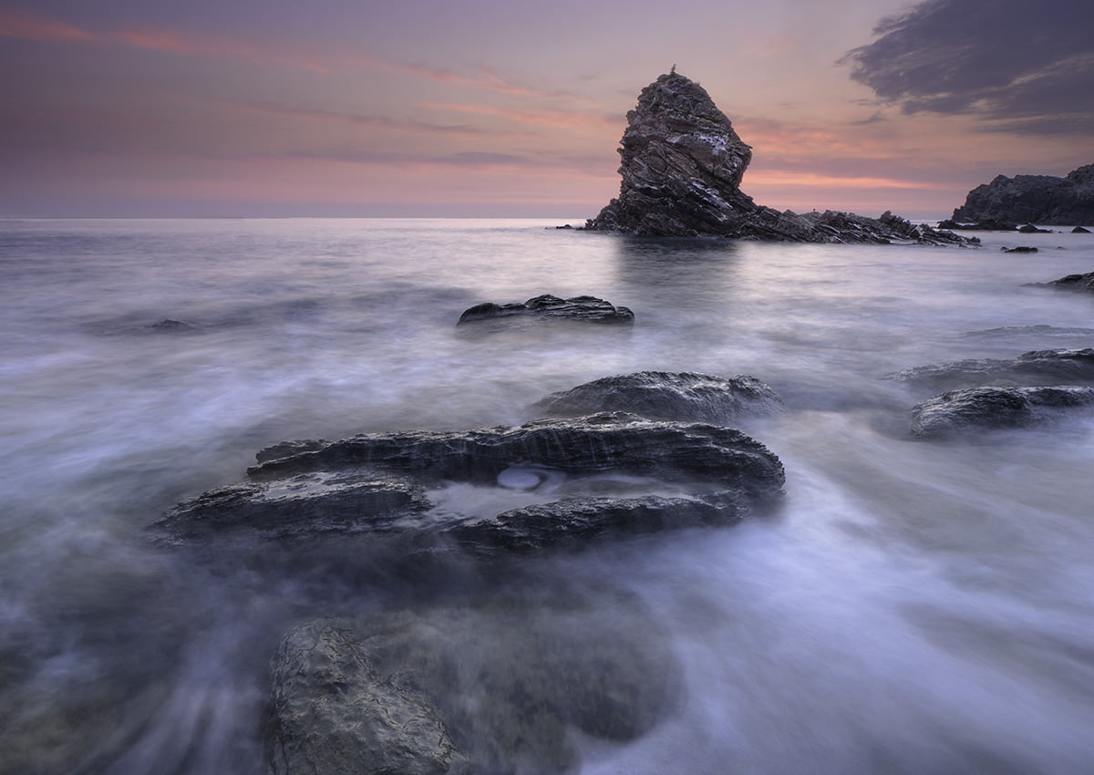 sunset, wave, geology, water, rock - Object, landscape, sea, beach, coast, seascape, Rhoscolyn, coastline, 480P, North  Wales, Anglesey, formations, bay, HD Wallpaper
