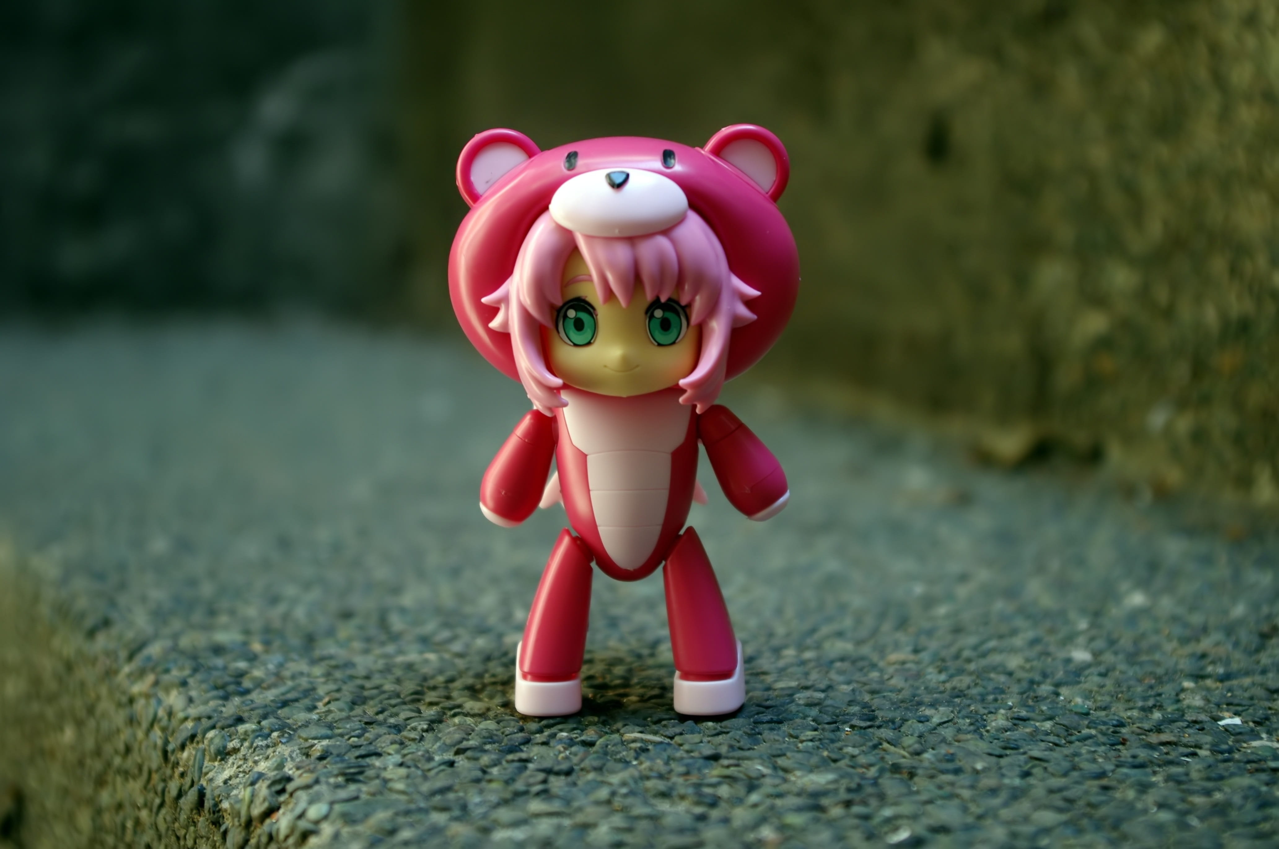 pink color, figurine, still life, video, plastic, television, plant, art and craft, bear, toy, colorful, momo, kit, guy, human representation, outdoors, HD Wallpaper