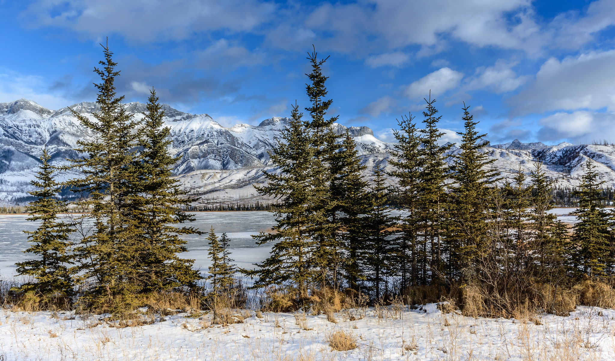 snow, national Park, 1080P, Canada, Jasper, ate, lake, Albert, mountains, HD Wallpaper