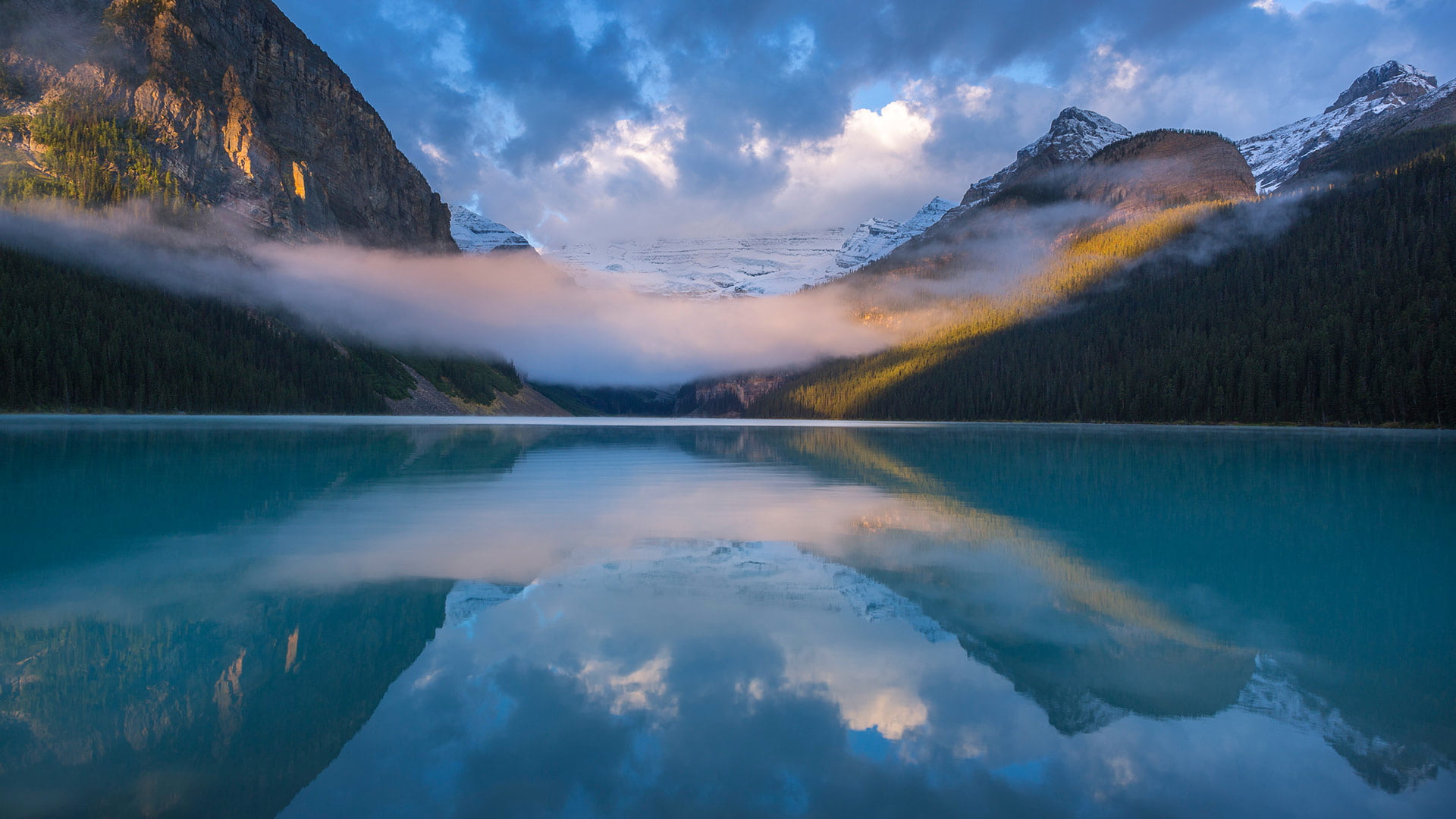 cloud, reflection, Albert, lake Louise, 1080P, Banff national Park, mountains, Canada, HD Wallpaper