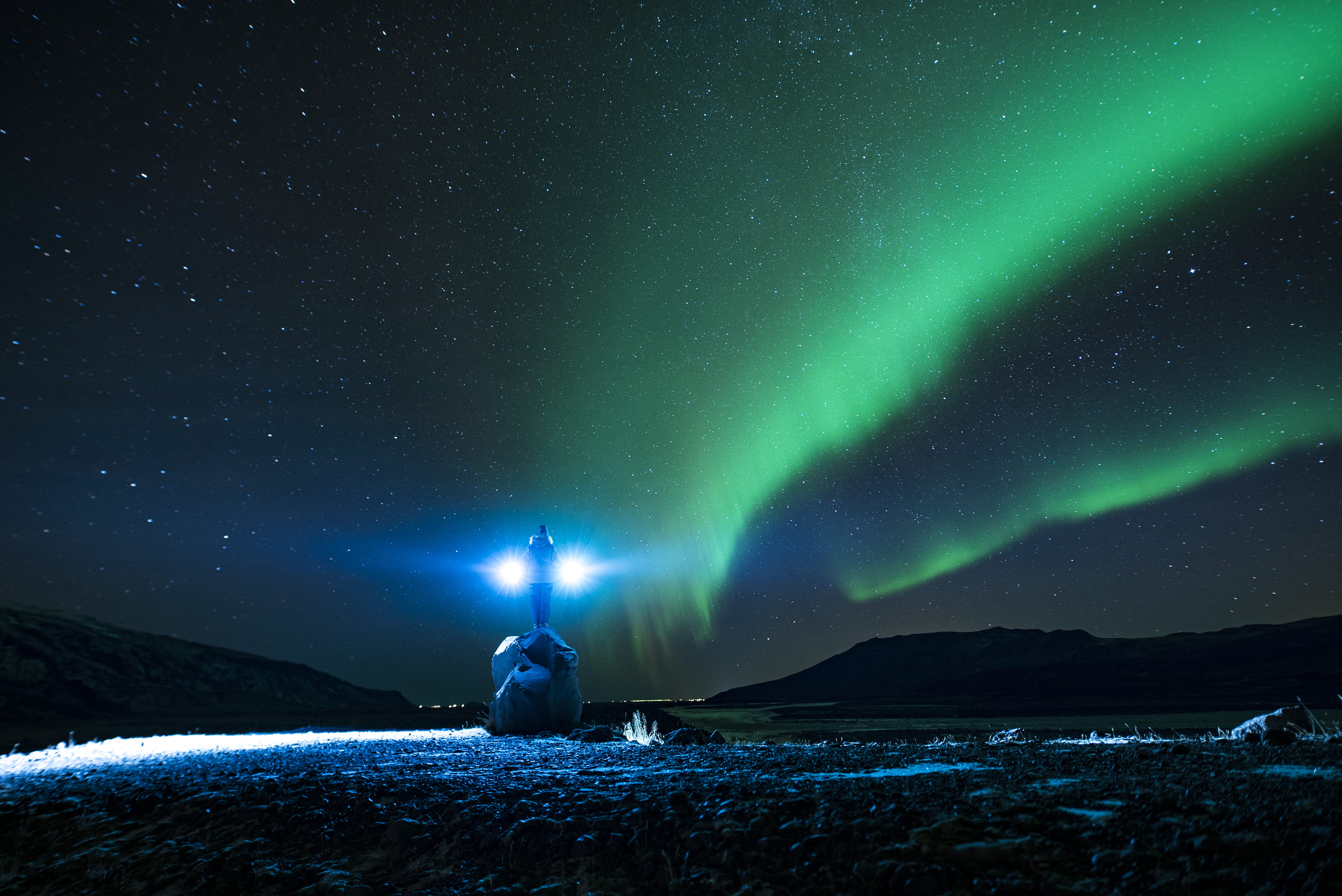 tranquil scene, green color, cold temperature, scenics - nature, nature, sailboat, tranquility, winter, night, sky, beauty in nature, astronomy, auroras, HD Wallpaper