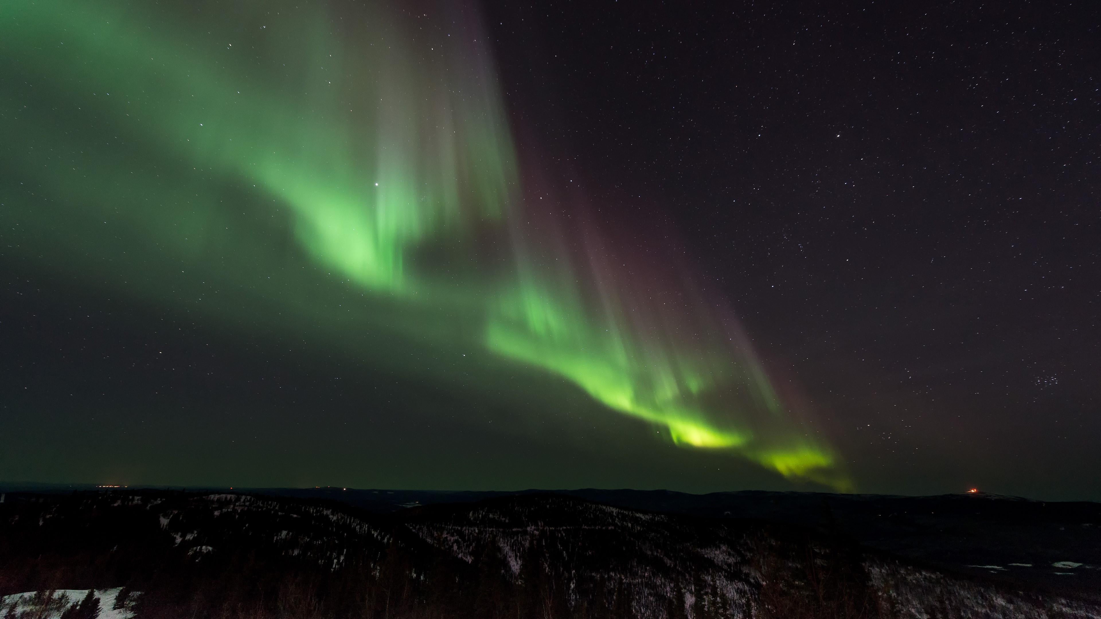 idyllic, beauty in nature, scenics - nature, no people, aurora borealis, space, landscape, polar lights, sky, night, tranquility, power in nature, night sky, HD Wallpaper
