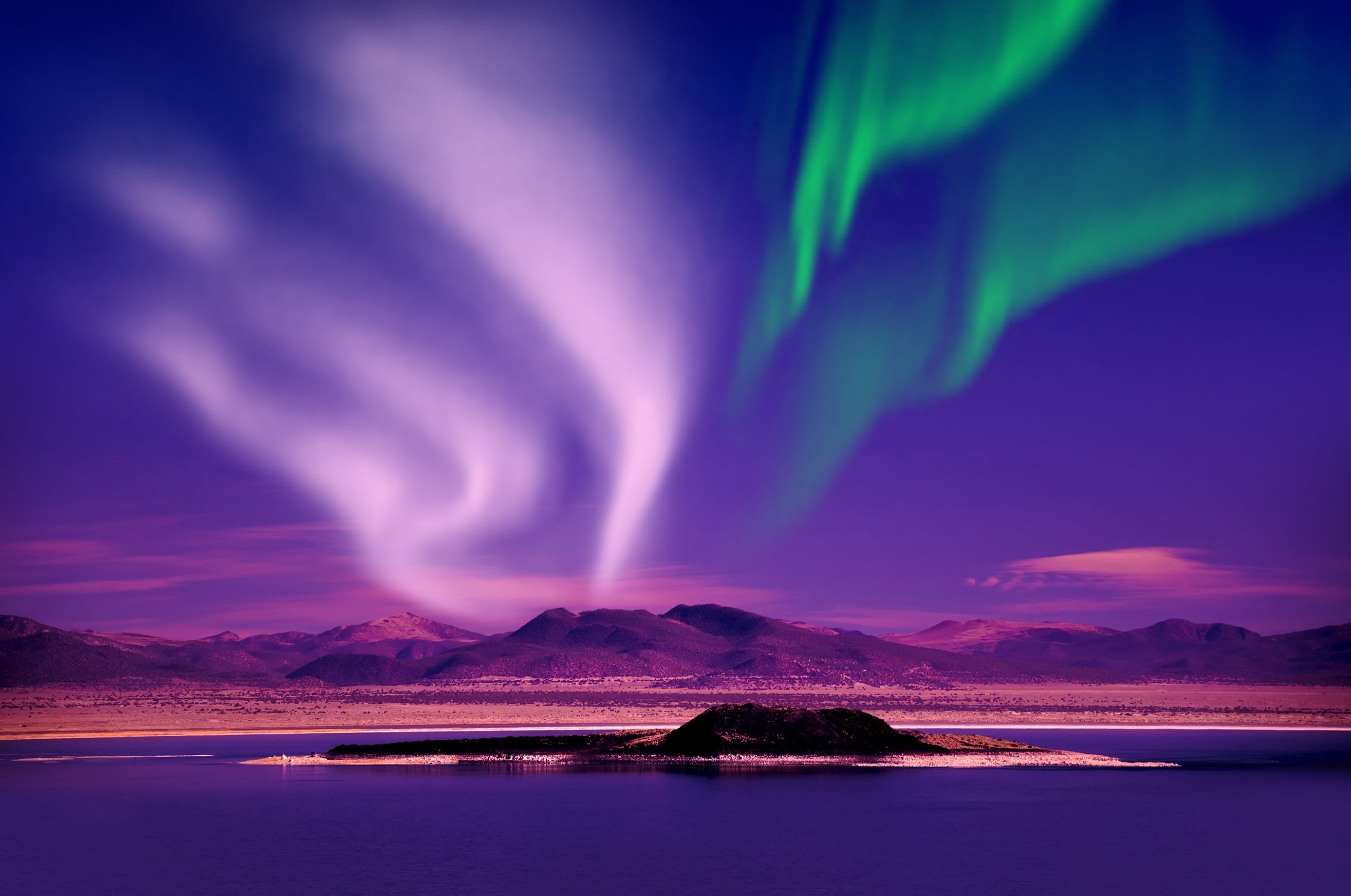 photo, Nature, Polar lights, 2K, River, Norway, Night, The sky, Hills, HD Wallpaper