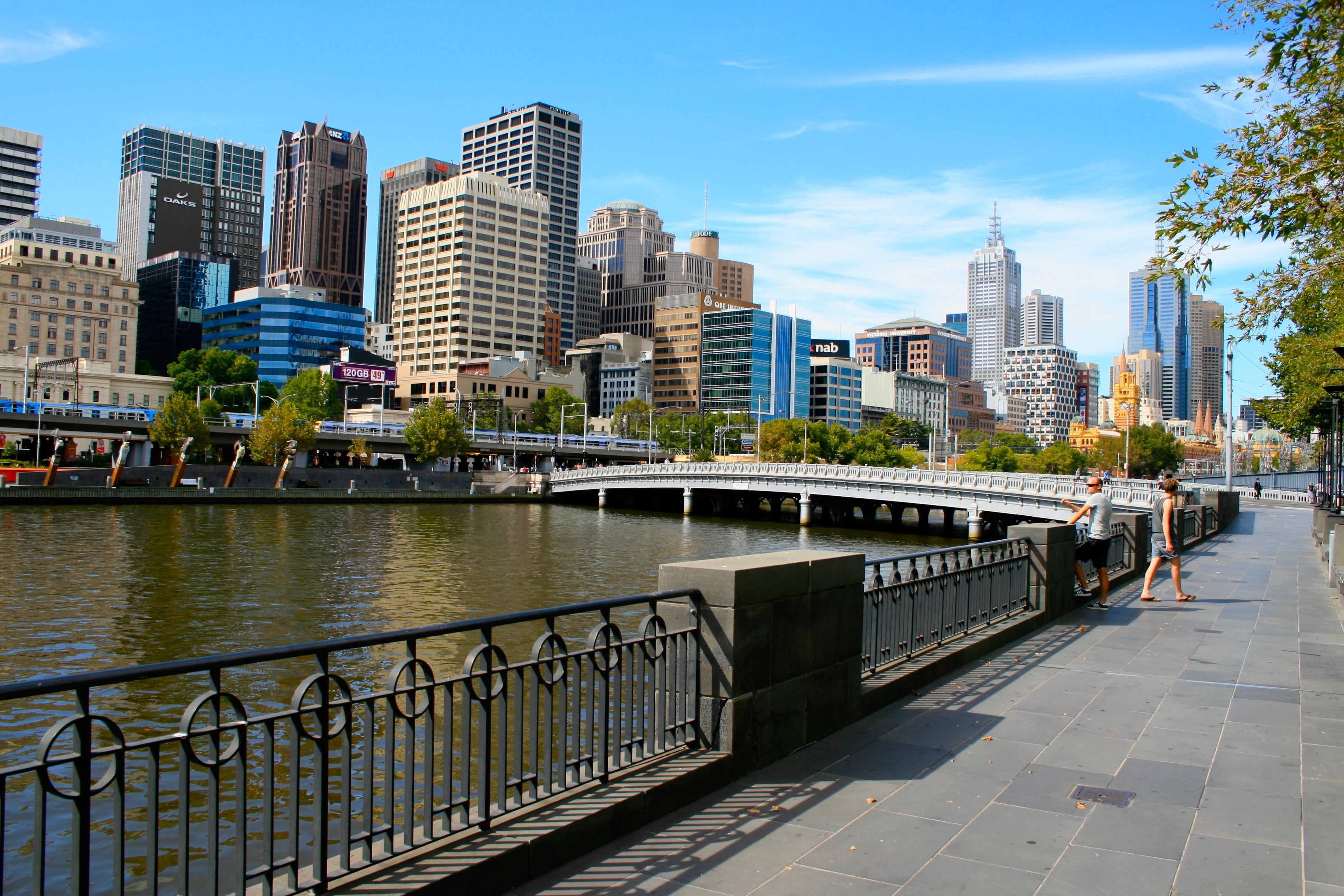 transportation, water, built structure, sky, outdoors, architecture, connection, urban Skyline, melbourne city, promenade, skyscraper, melbourne skyline, HD Wallpaper