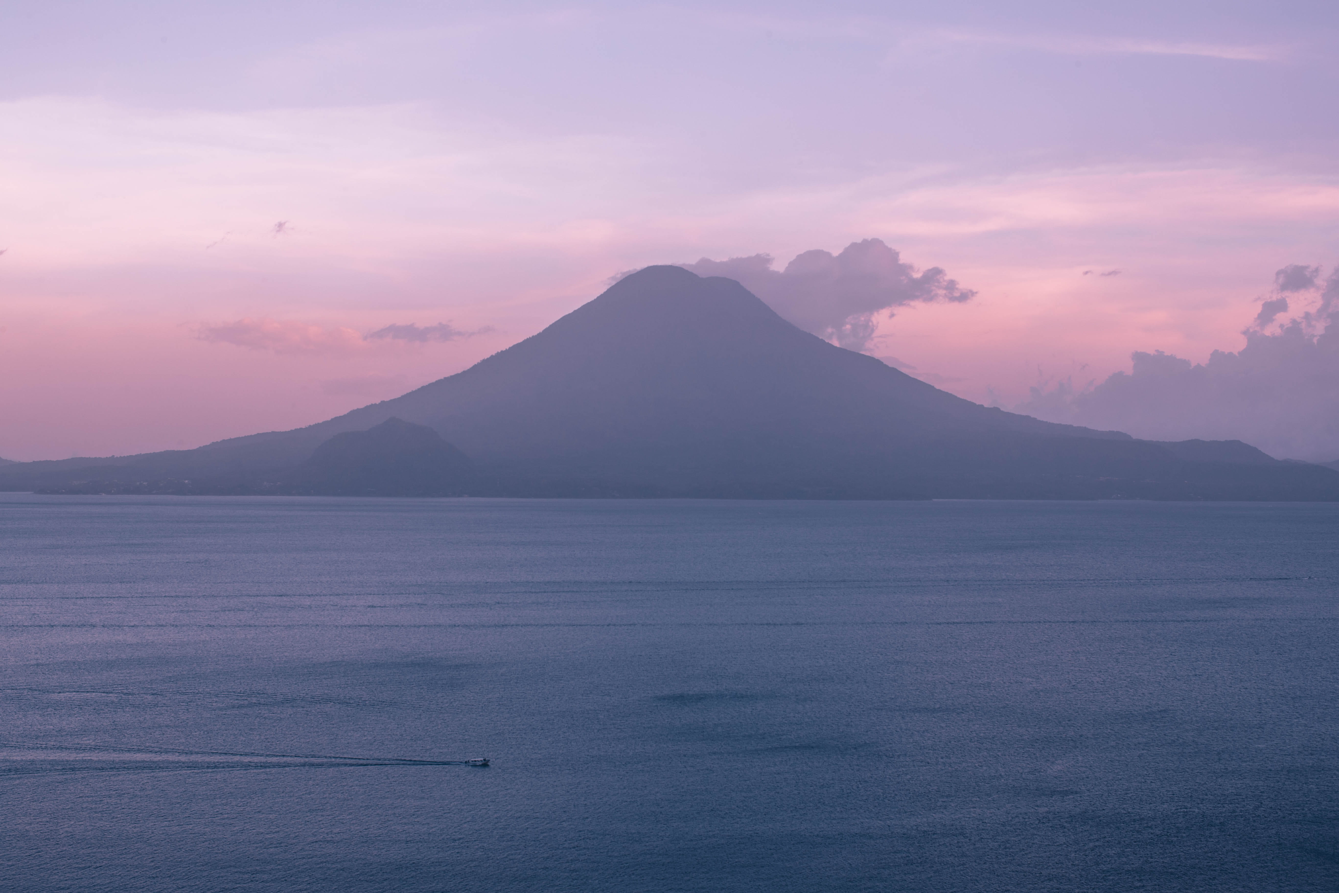 volcano, sunrise, serene, cloud, haze, near, vacations, tourism, mountain Peak, central america, pink, sky, mt Fuji, boater, japan, water, scenics, HD Wallpaper