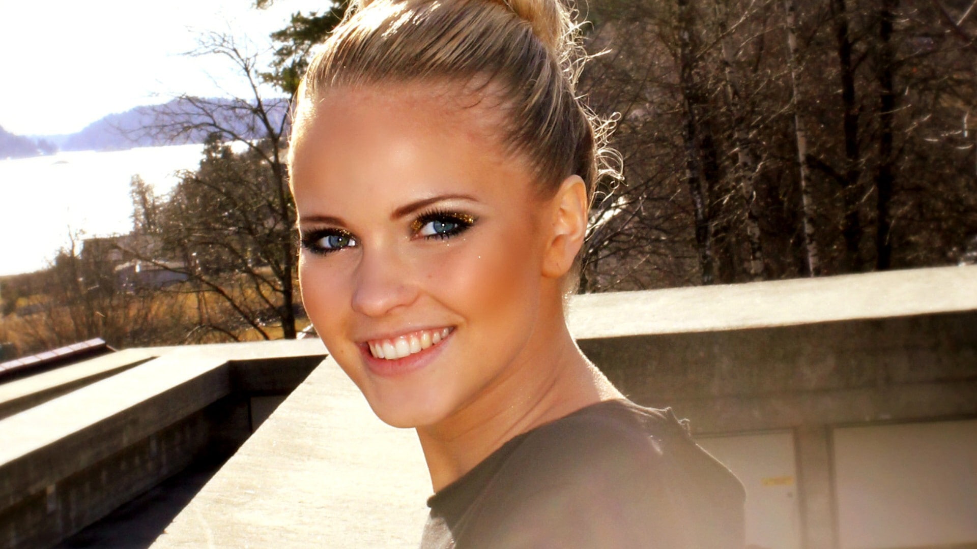 lifestyles, outdoors, focus on foreground, young adult, Emilie Marie Nereng, smiling, human face, blonde, blue eyes, norwegian, headshot, happiness, face, HD Wallpaper
