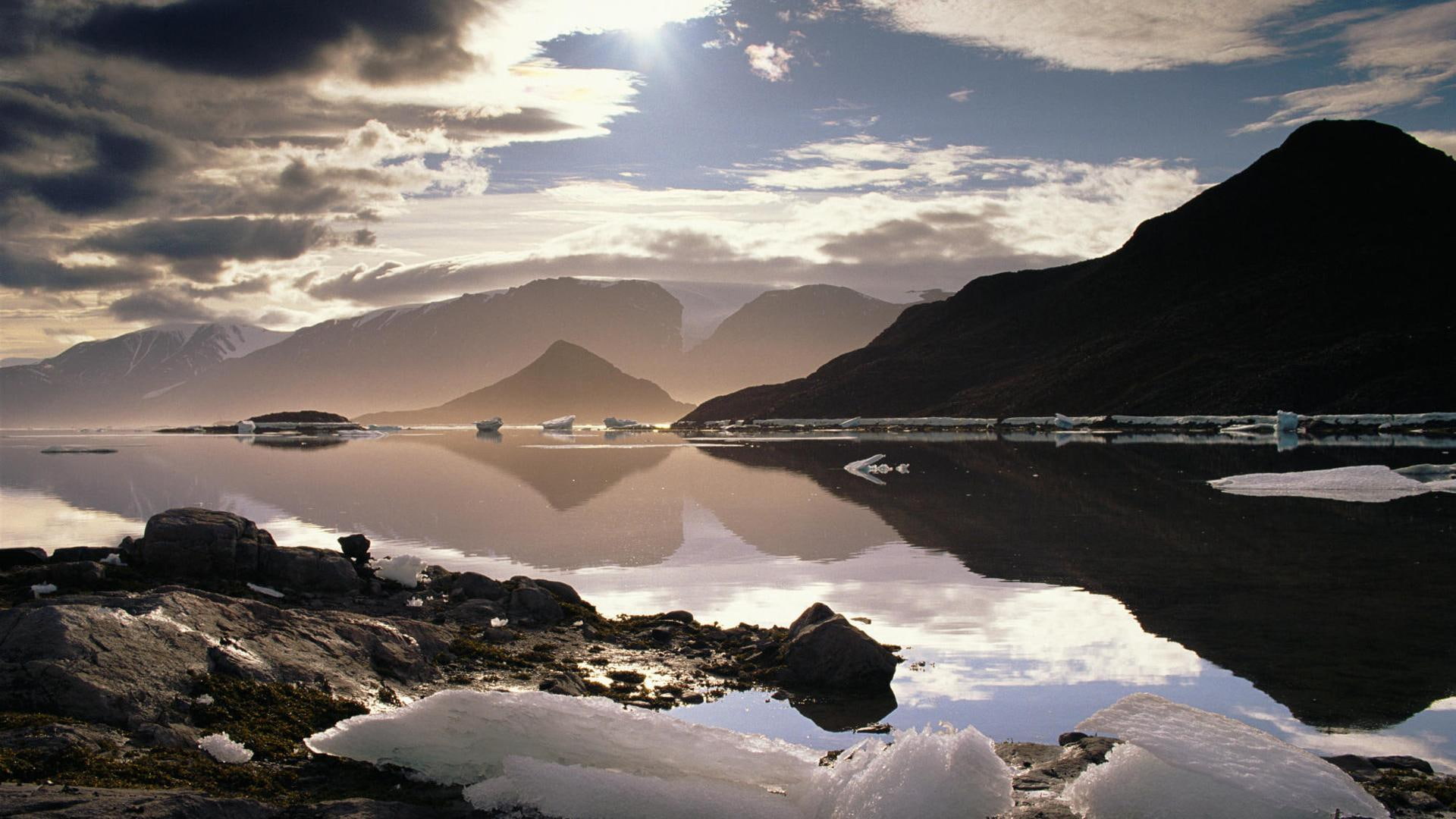 canada, island, nature and landscapes, mountains, fiord, ellesmere, clouds, isl, 1080P, HD Wallpaper