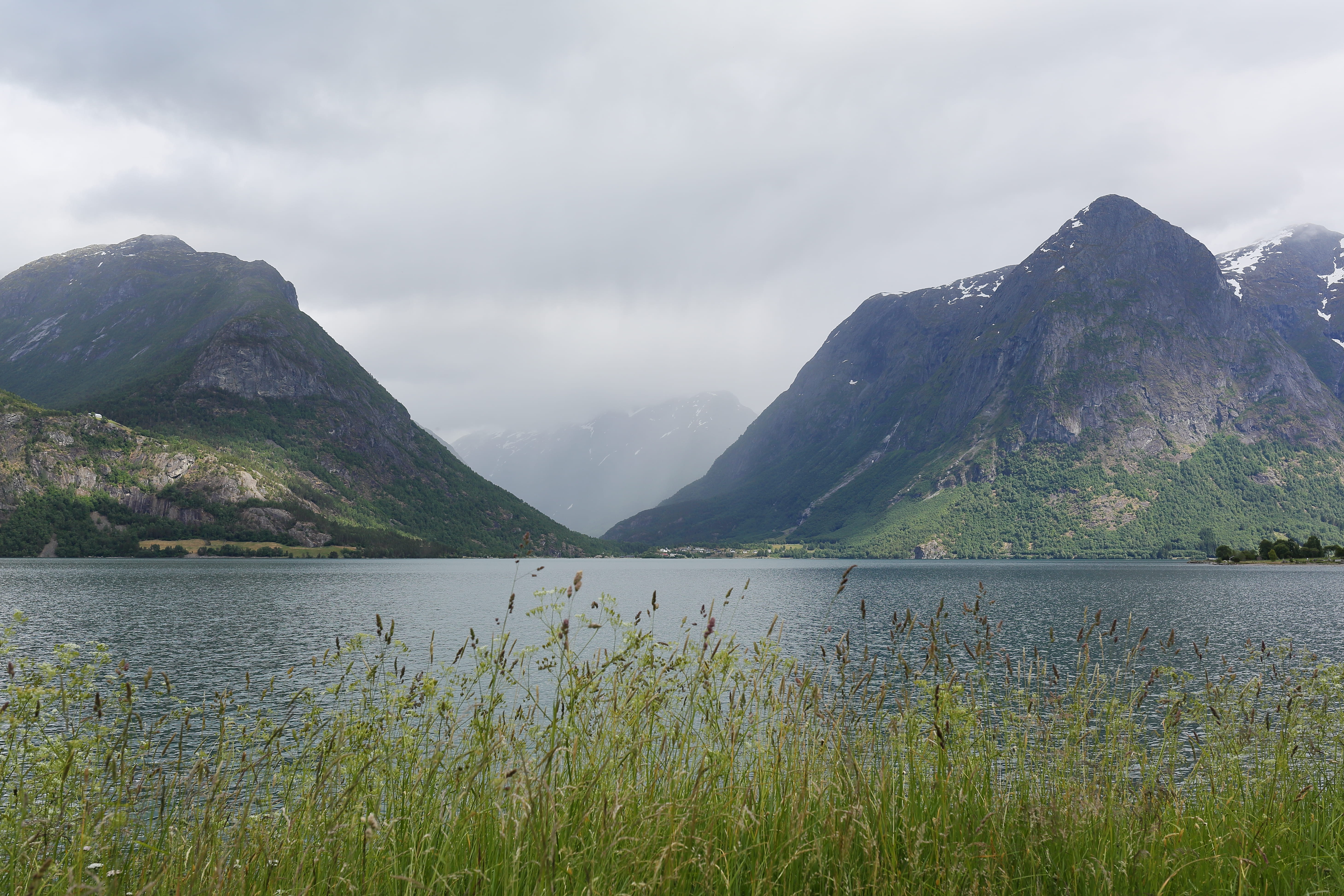 norway, 5K, mountain peak, no people, cloud - sky, grass, day, clouds, fjord, water, plant, nature, lake, mountain range, scenics - nature, beauty in nature, HD Wallpaper