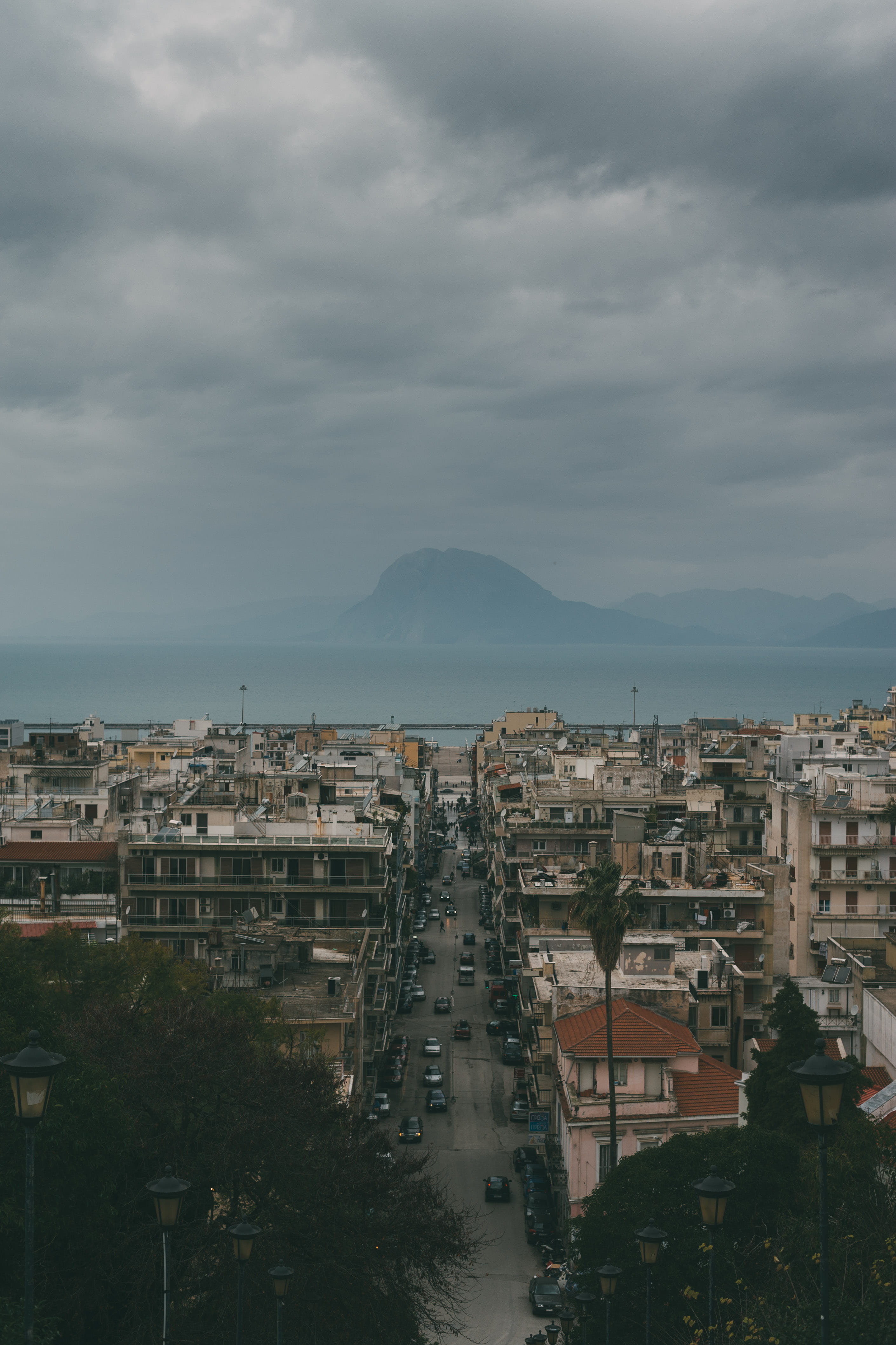 sky, 4K, photography, eye, residential district, building, clouds, high angle view, buildings, built structure, s, mountain, city, transportation, overcast, Phone HD Wallpaper